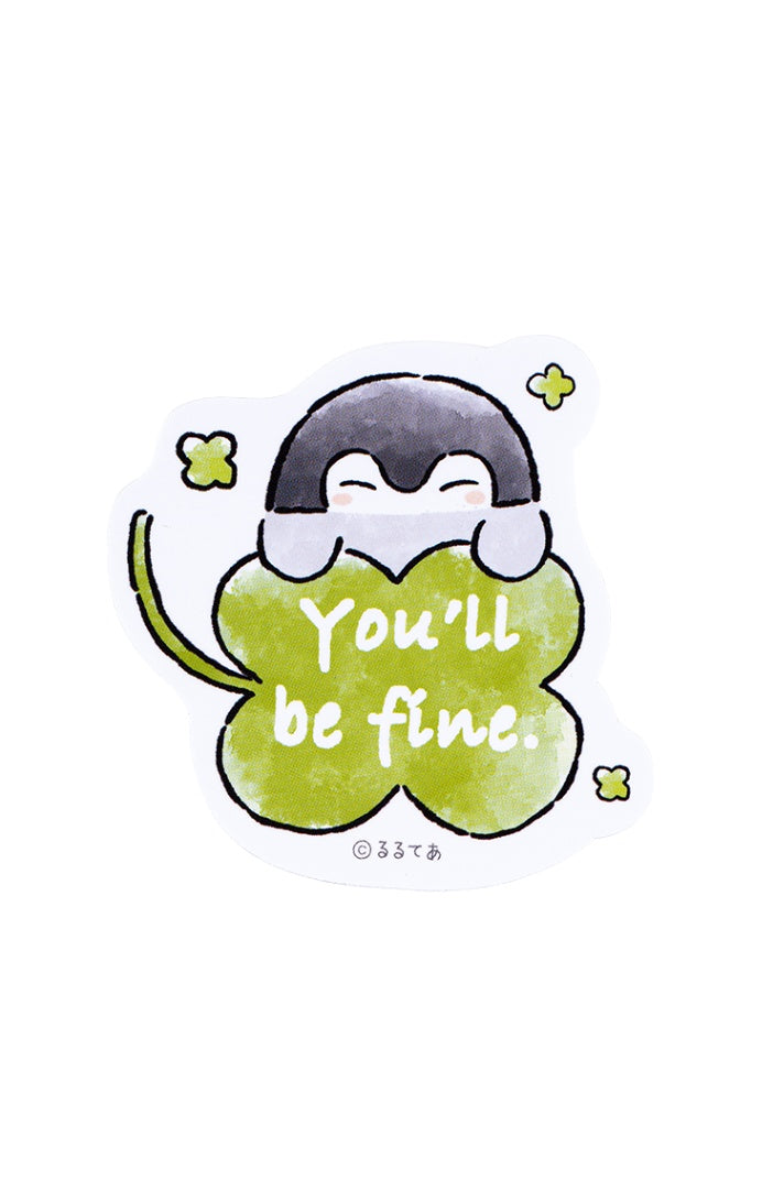 【2BUY10%OFF対象商品】コウペンちゃん スマホに貼れるサイズのステッカー(四葉のクローバー)