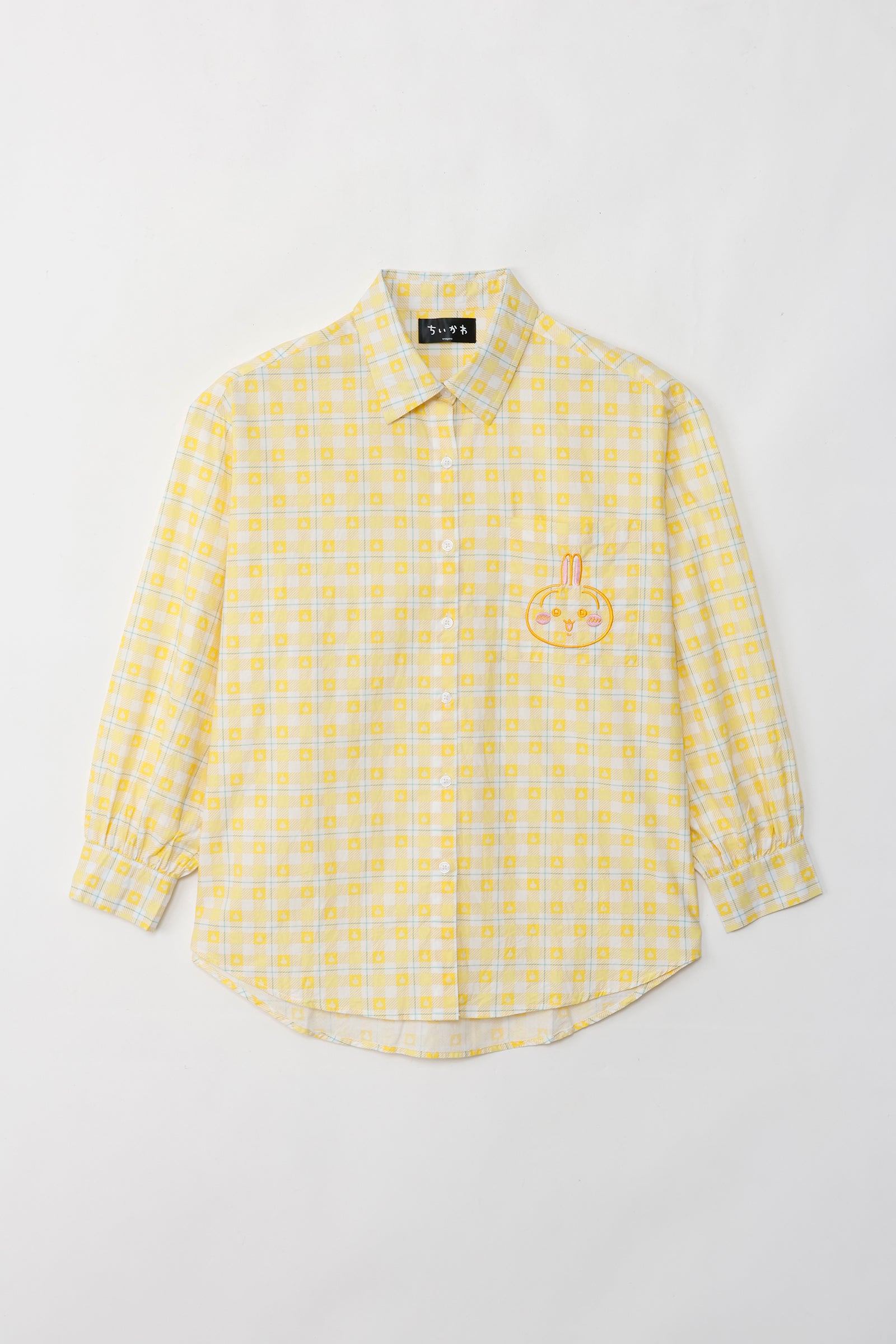 ちいかわ チェックシリーズ シャツ うさぎ イエロー