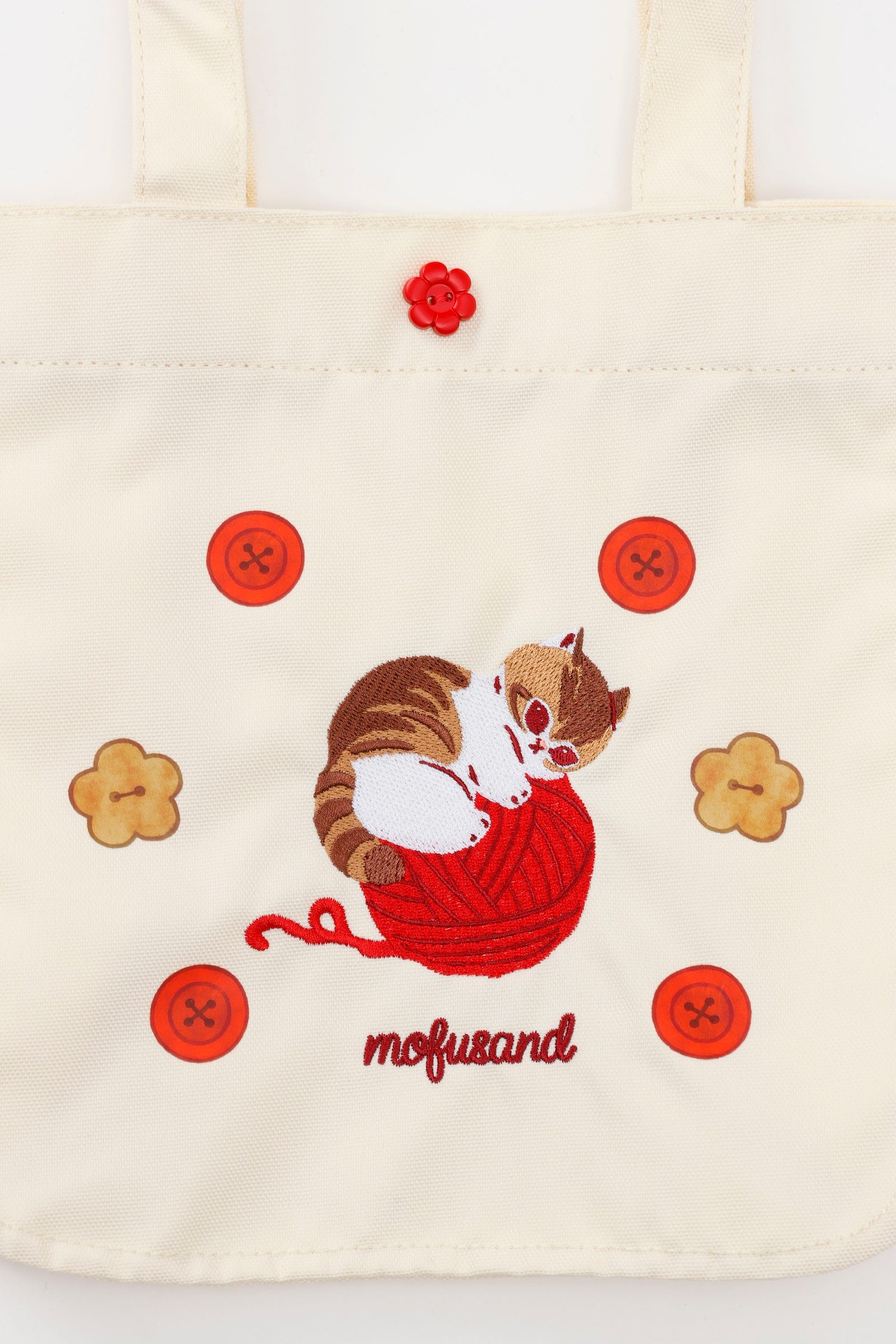 【2BUY10%OFF対象商品】mofusand ランチトートバッグ 毛糸玉 ころにゃん ナチュラル