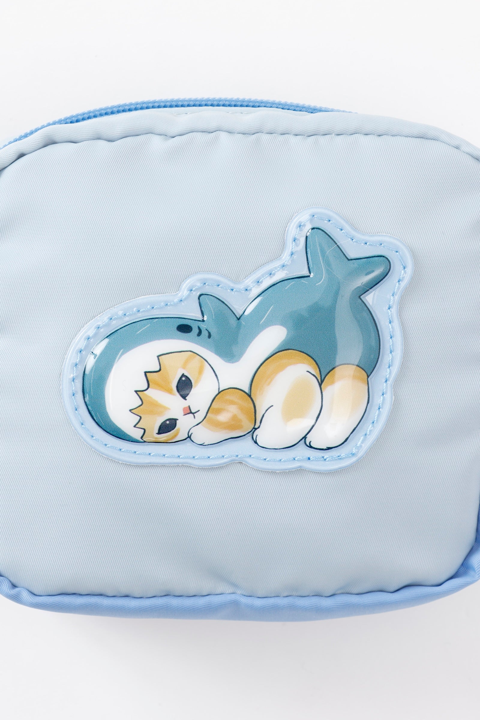 mofusand ぷっくりアップリケポーチ サメにゃん ブルー ONE