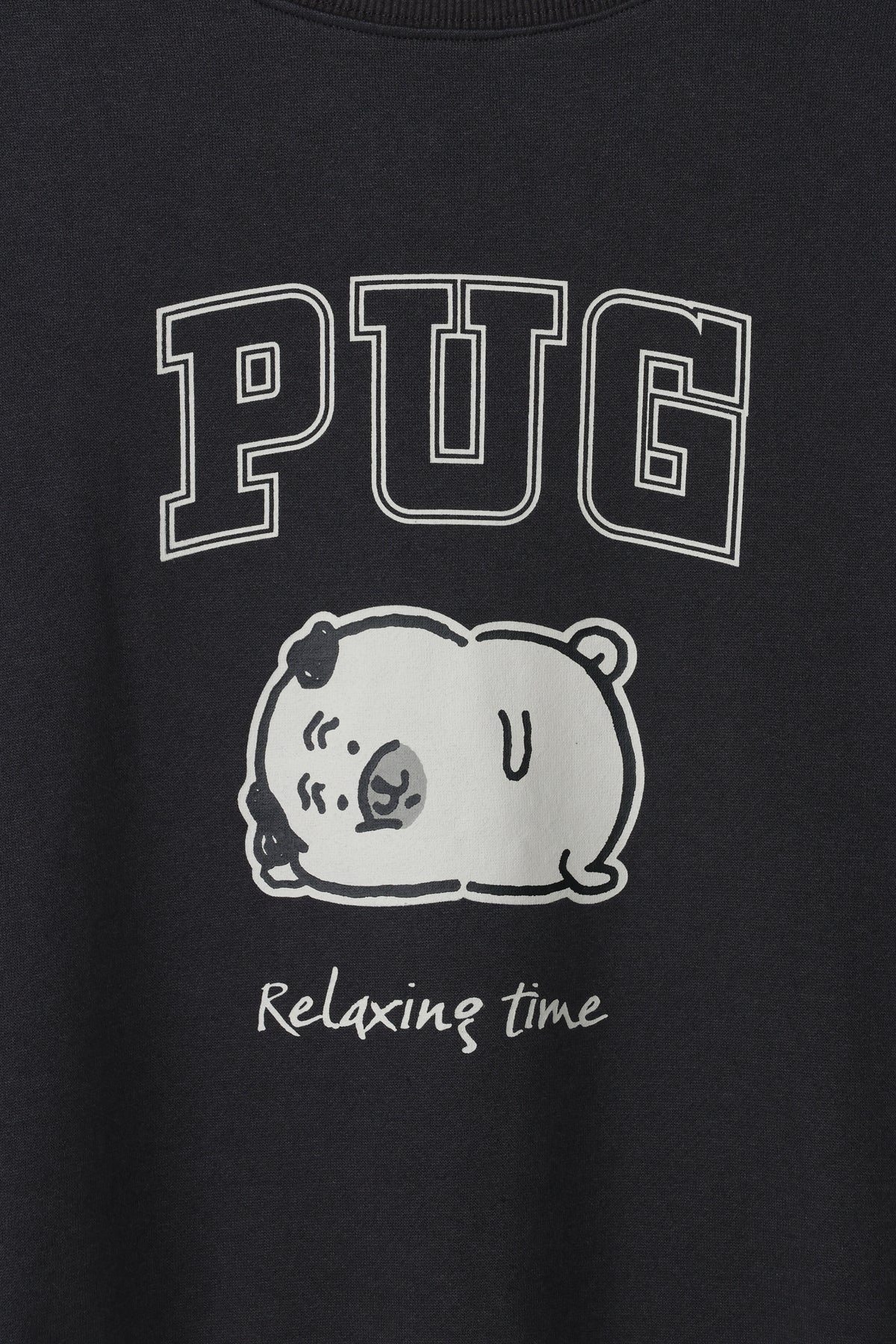ナガノキャラクターズ スウェットシャツ Relaxing Time(パグ) スミクロ