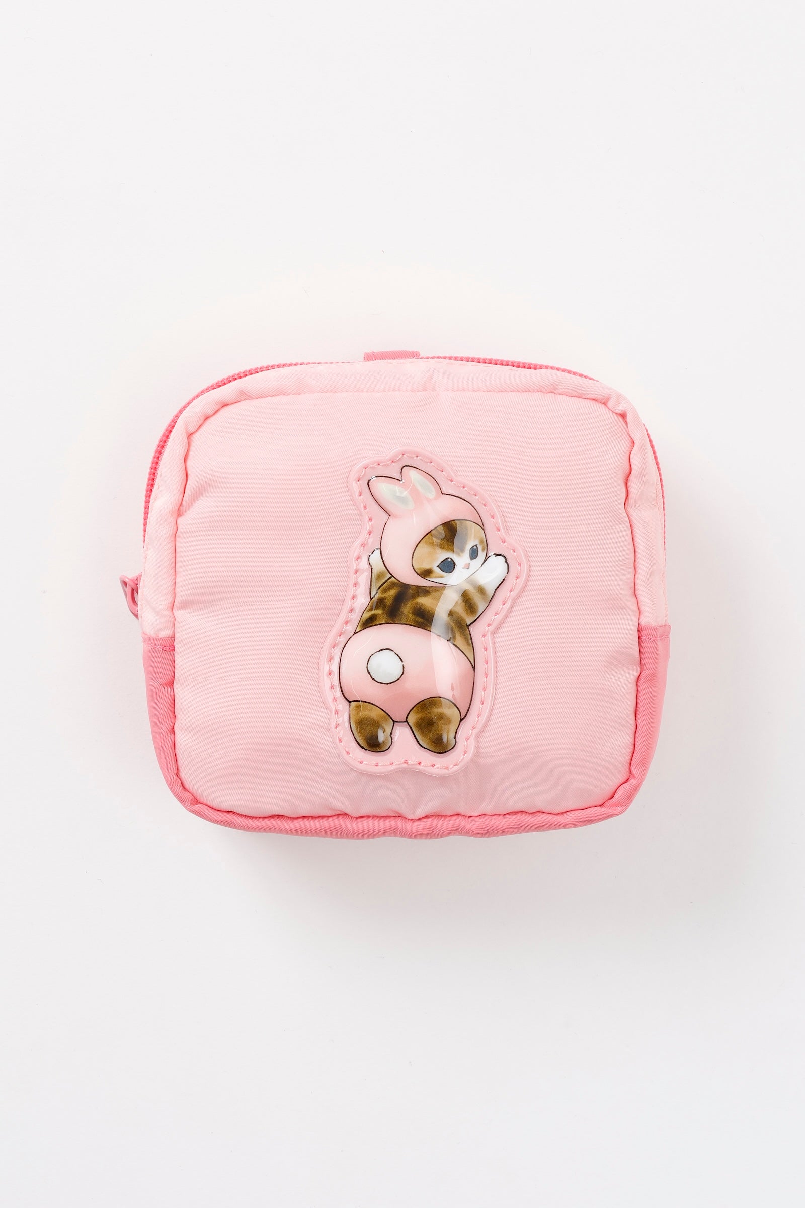 mofusand ぷっくりアップリケポーチ うさにゃん ピンク ONE