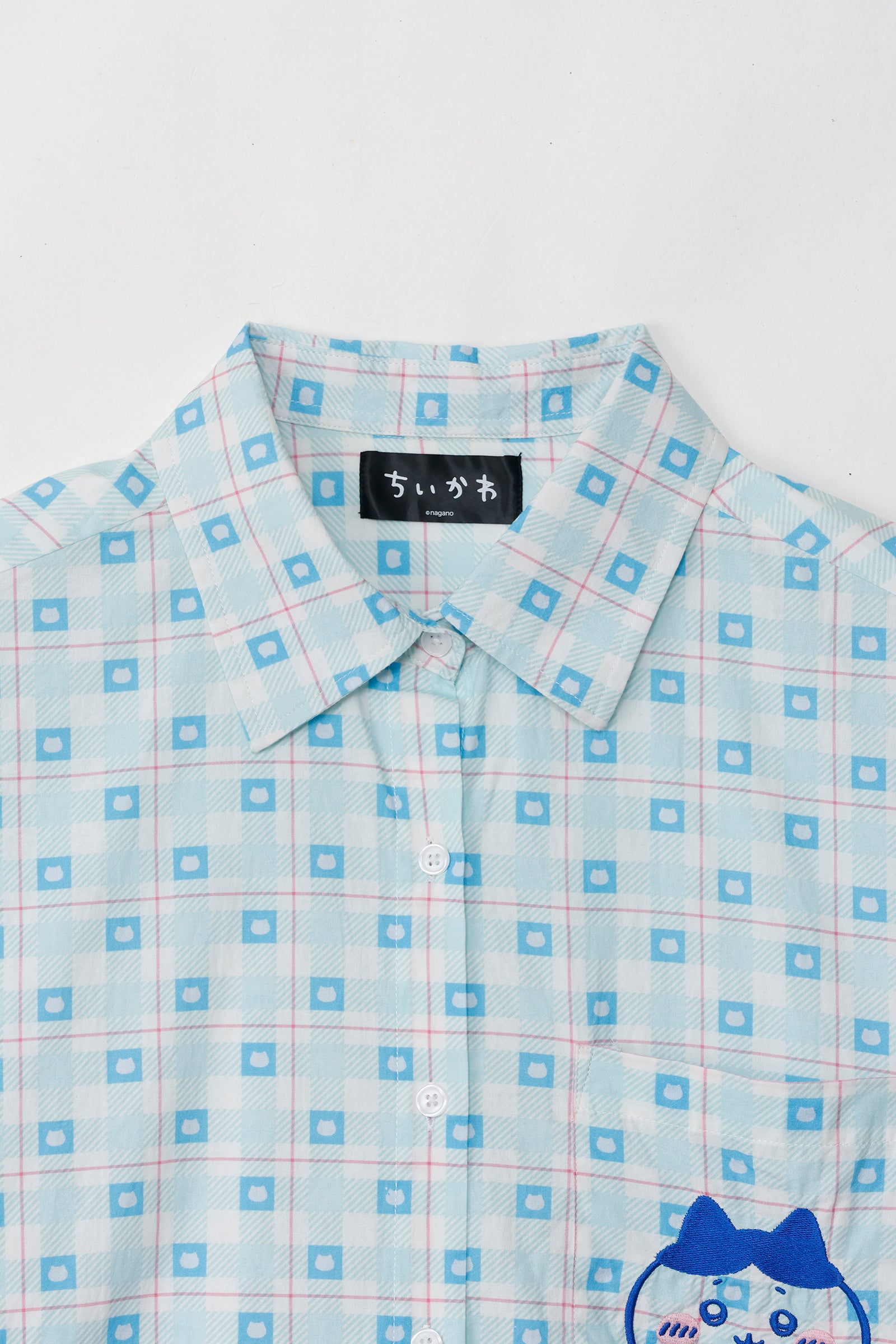ちいかわ チェックシリーズ シャツ ハチワレ ブルー
