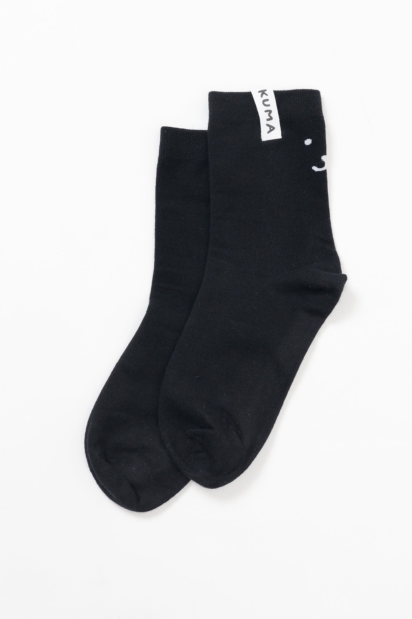 【追加生産予約】ナガノキャラクターズ クルーソックス モノクロなくま ブラック 22-24cm