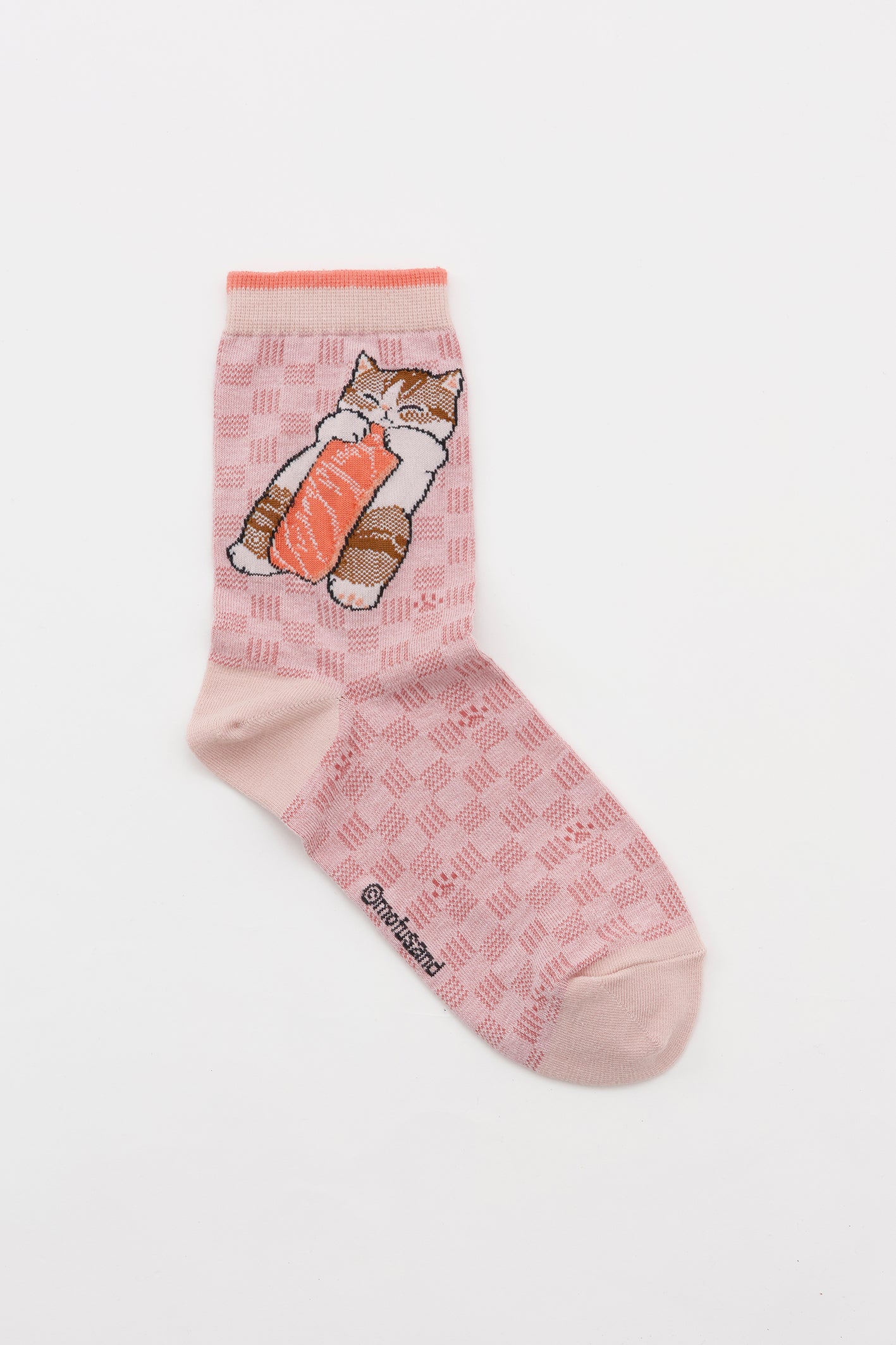 【2BUY10%OFF対象商品】mofusand お寿司 クルーソックス サーモン ピンク