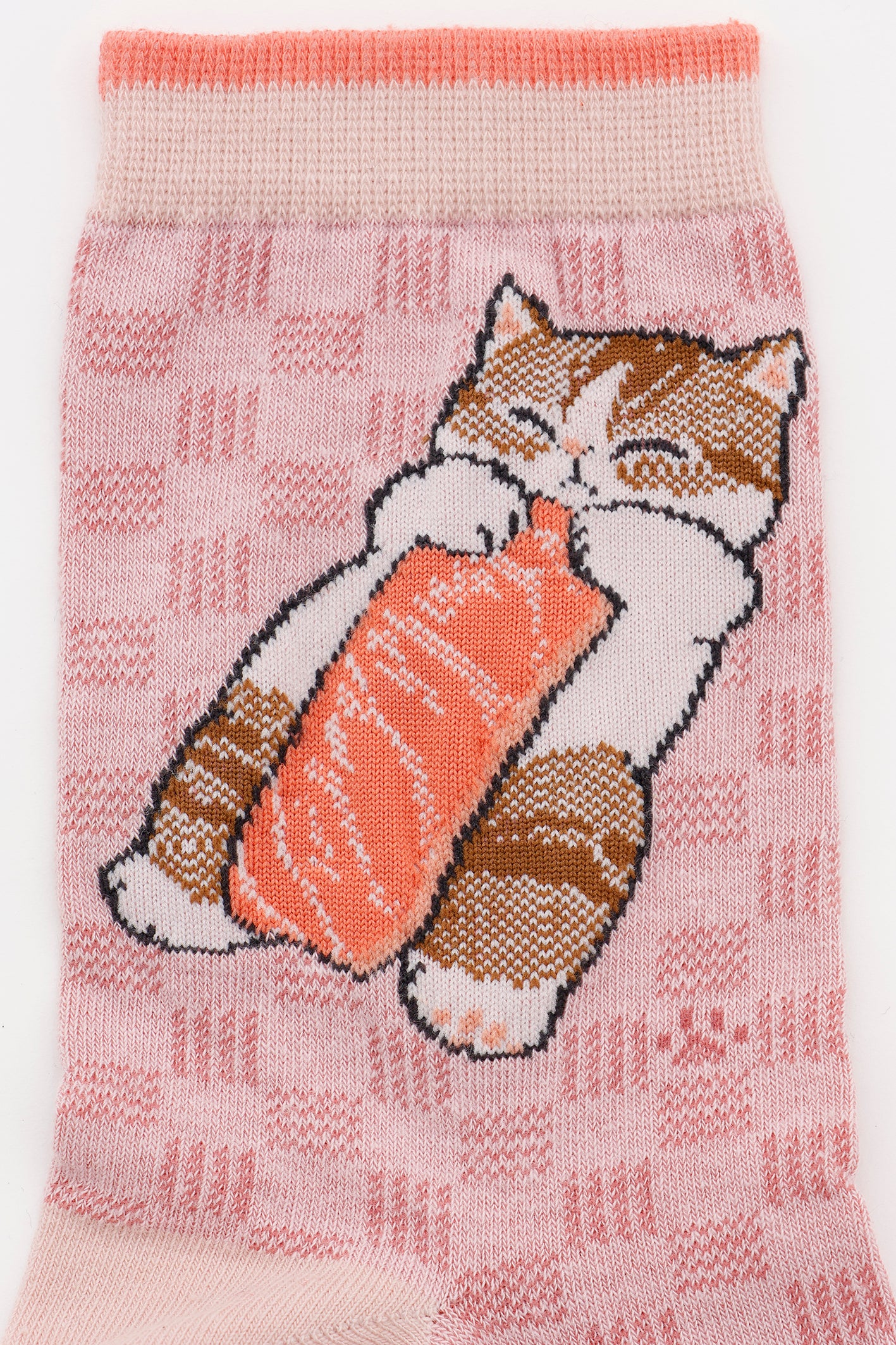 【2BUY10%OFF対象商品】mofusand お寿司 クルーソックス サーモン ピンク