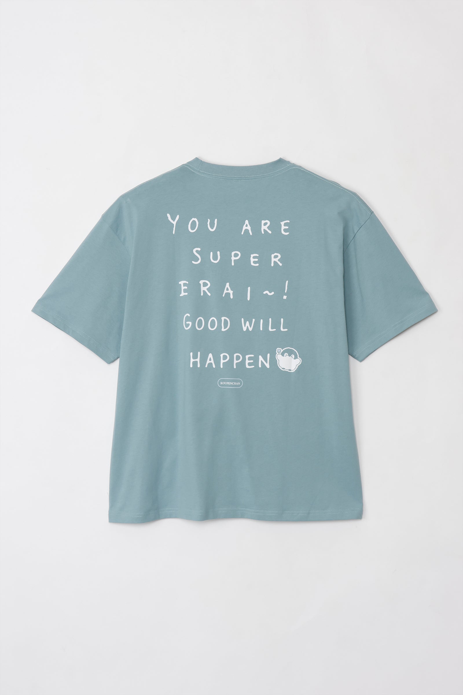 【2BUY10%OFF対象商品】コウペンちゃん ビッグシルエットTシャツ YOU ARE SUPER ERAI~! ブルーグレー