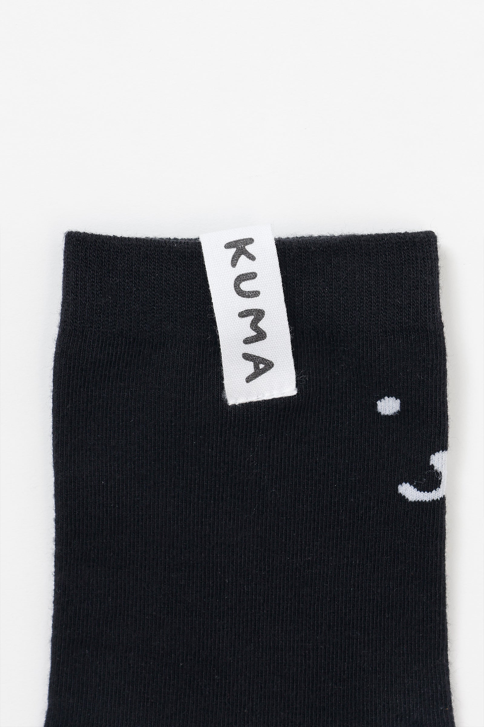 【追加生産予約】ナガノキャラクターズ クルーソックス モノクロなくま ブラック 22-24cm