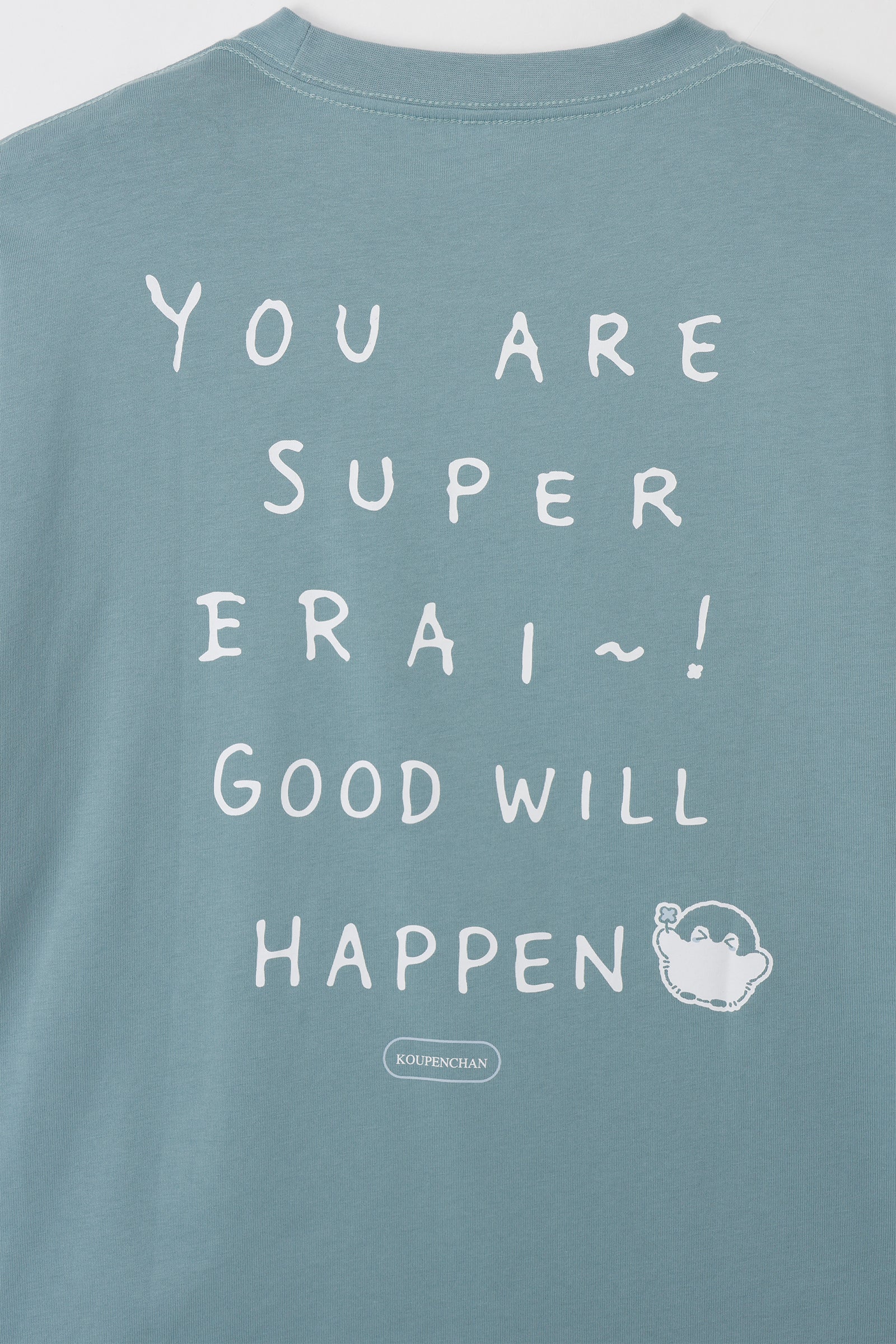 【2BUY10%OFF対象商品】コウペンちゃん ビッグシルエットTシャツ YOU ARE SUPER ERAI~! ブルーグレー
