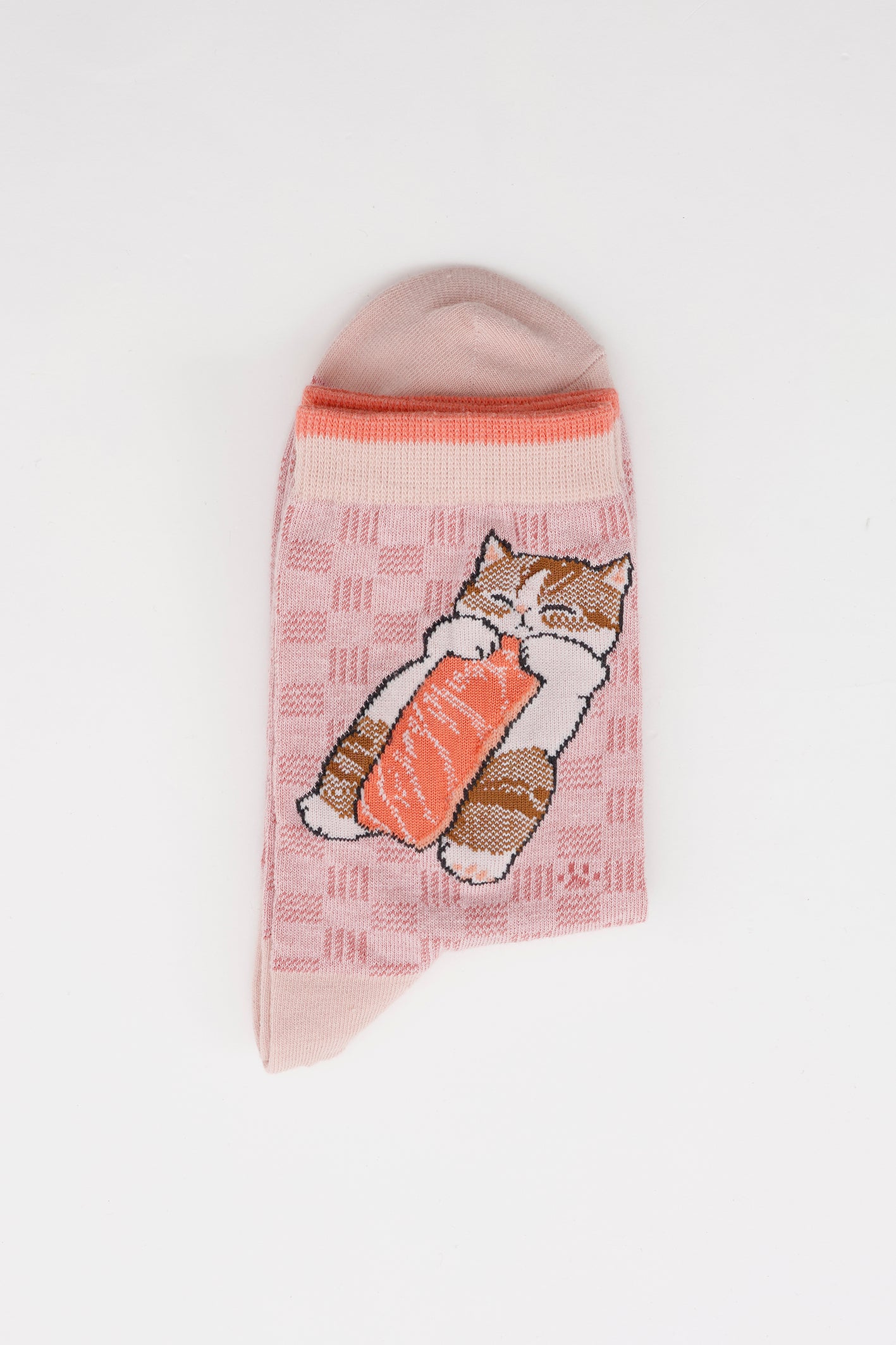 【2BUY10%OFF対象商品】mofusand お寿司 クルーソックス サーモン ピンク
