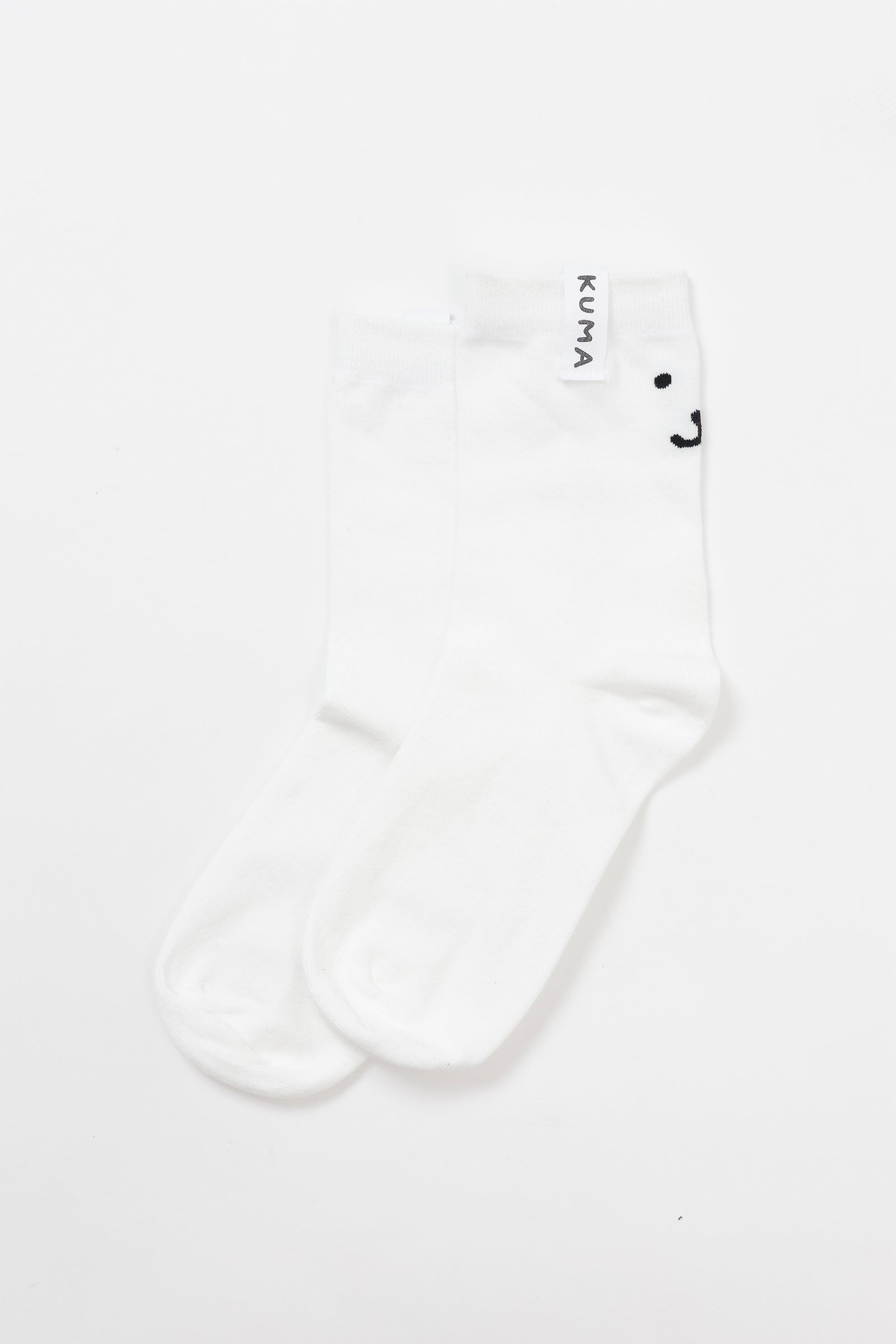 【追加生産予約】ナガノキャラクターズ クルーソックス モノクロなくま ホワイト 22-24cm