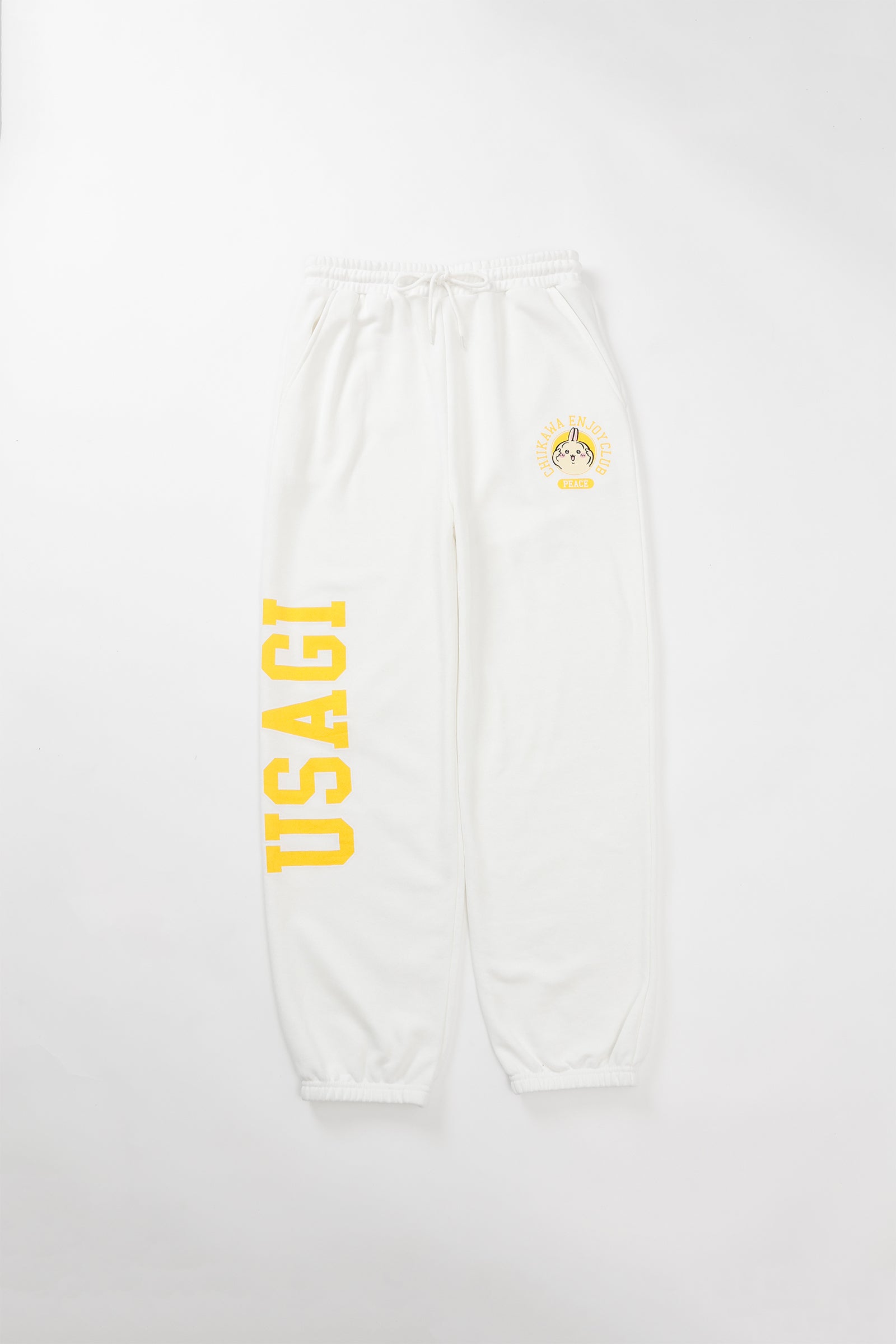 【2BUY10%OFF対象商品】ちいかわ スウェットパンツ ピース うさぎ ホワイト