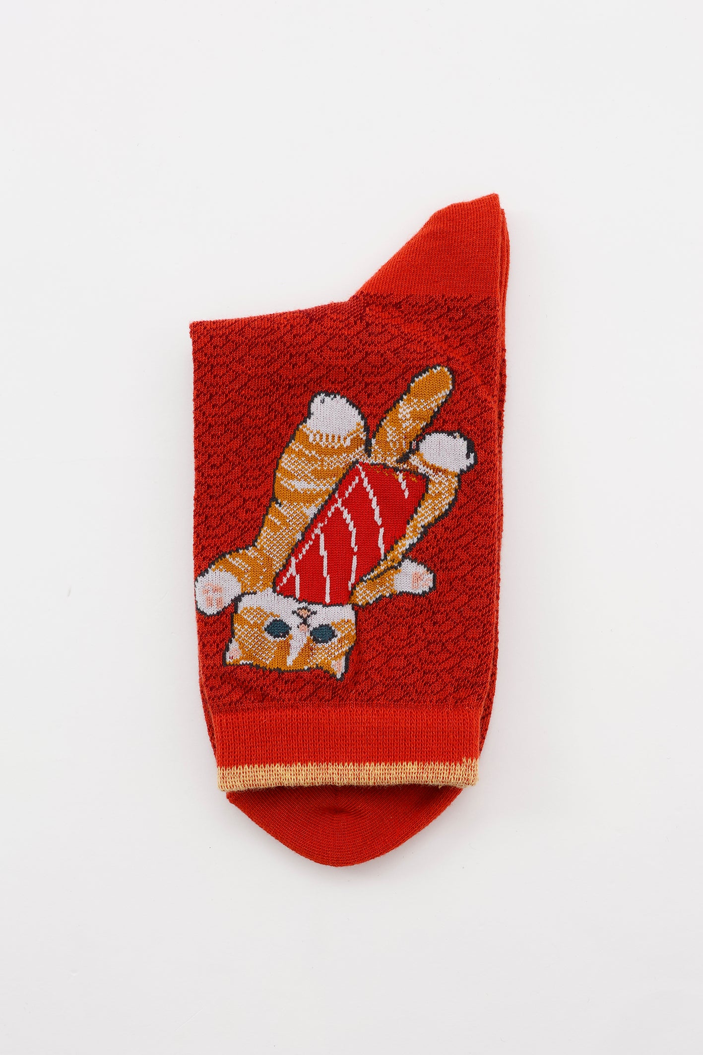 【2BUY10%OFF対象商品】mofusand お寿司 クルーソックス まぐろ レッド