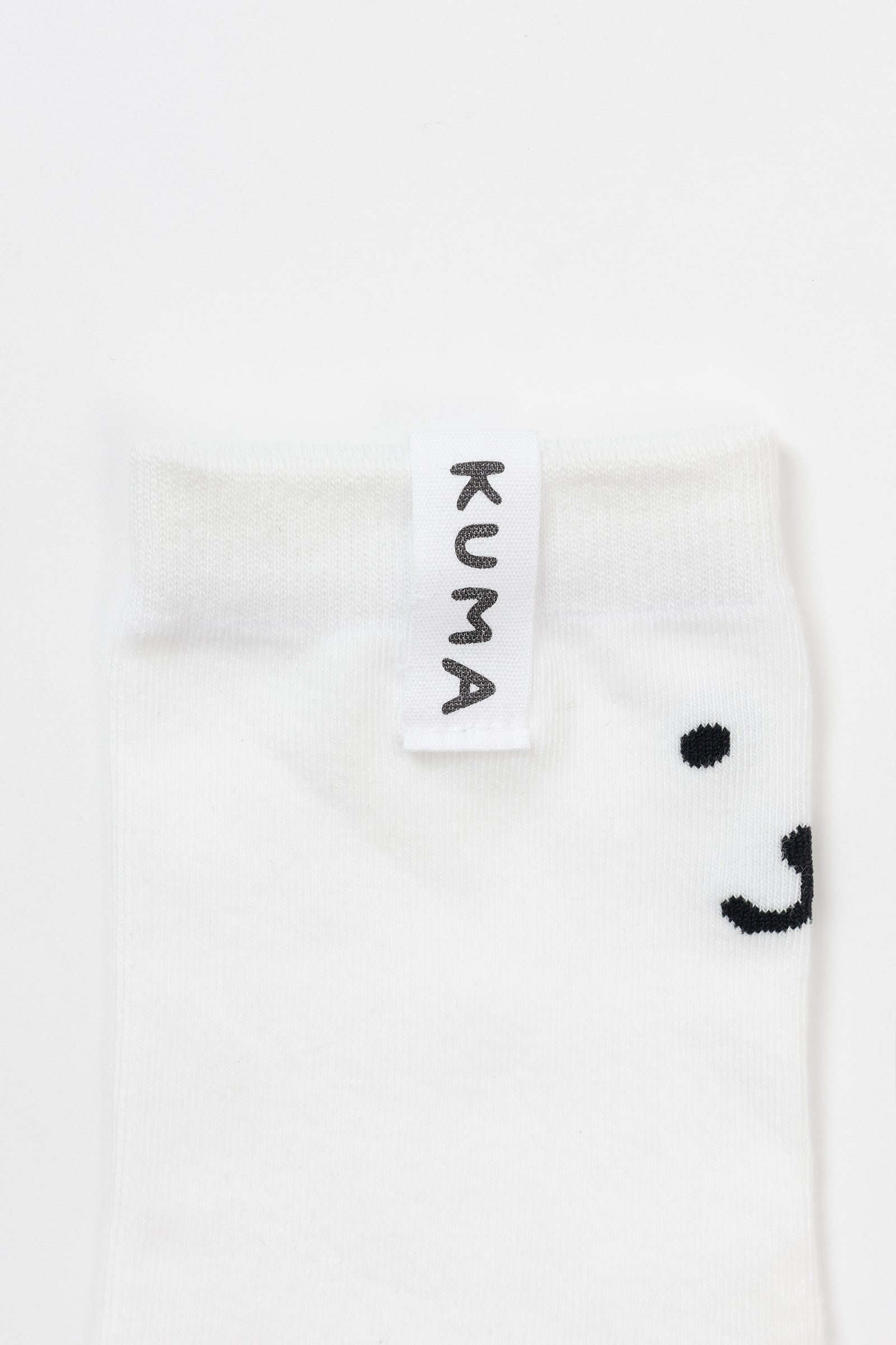 【追加生産予約】ナガノキャラクターズ クルーソックス モノクロなくま ホワイト 22-24cm