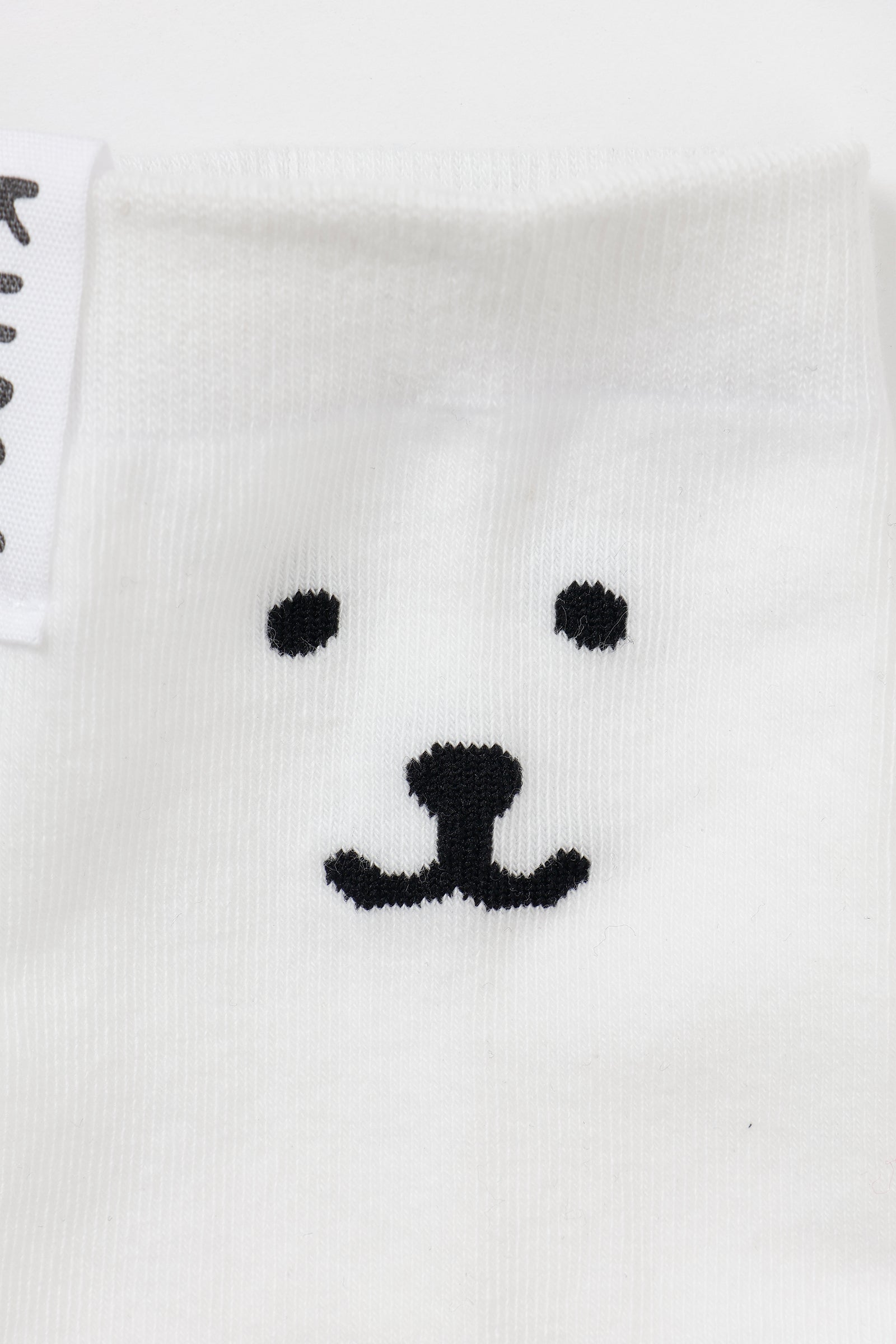 【追加生産予約】ナガノキャラクターズ クルーソックス モノクロなくま ホワイト 22-24cm