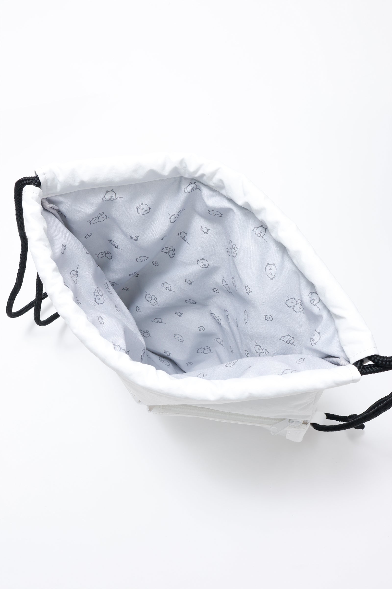 【追加生産予約】ナガノキャラクターズ ナップサック モノクロなくま ホワイト ONE