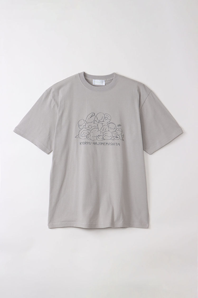 恐竜はじめました Tシャツ 恐竜フレンズ ライトグレー