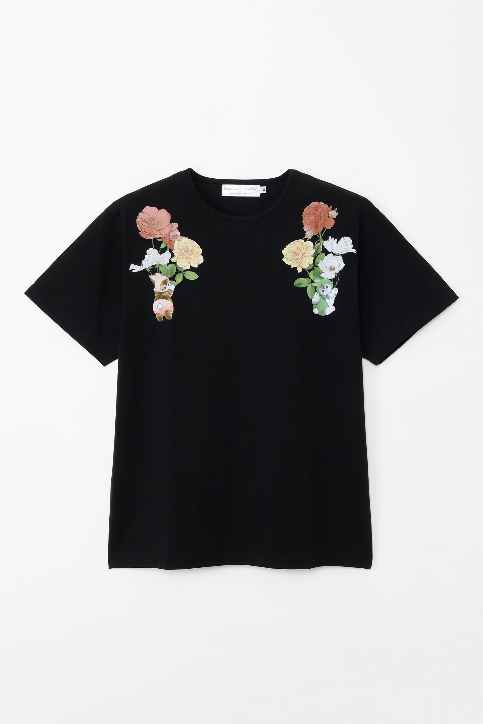 【2BUY10%OFF対象商品】mofusand×日比谷花壇 Tシャツ レイフローラ ブラック