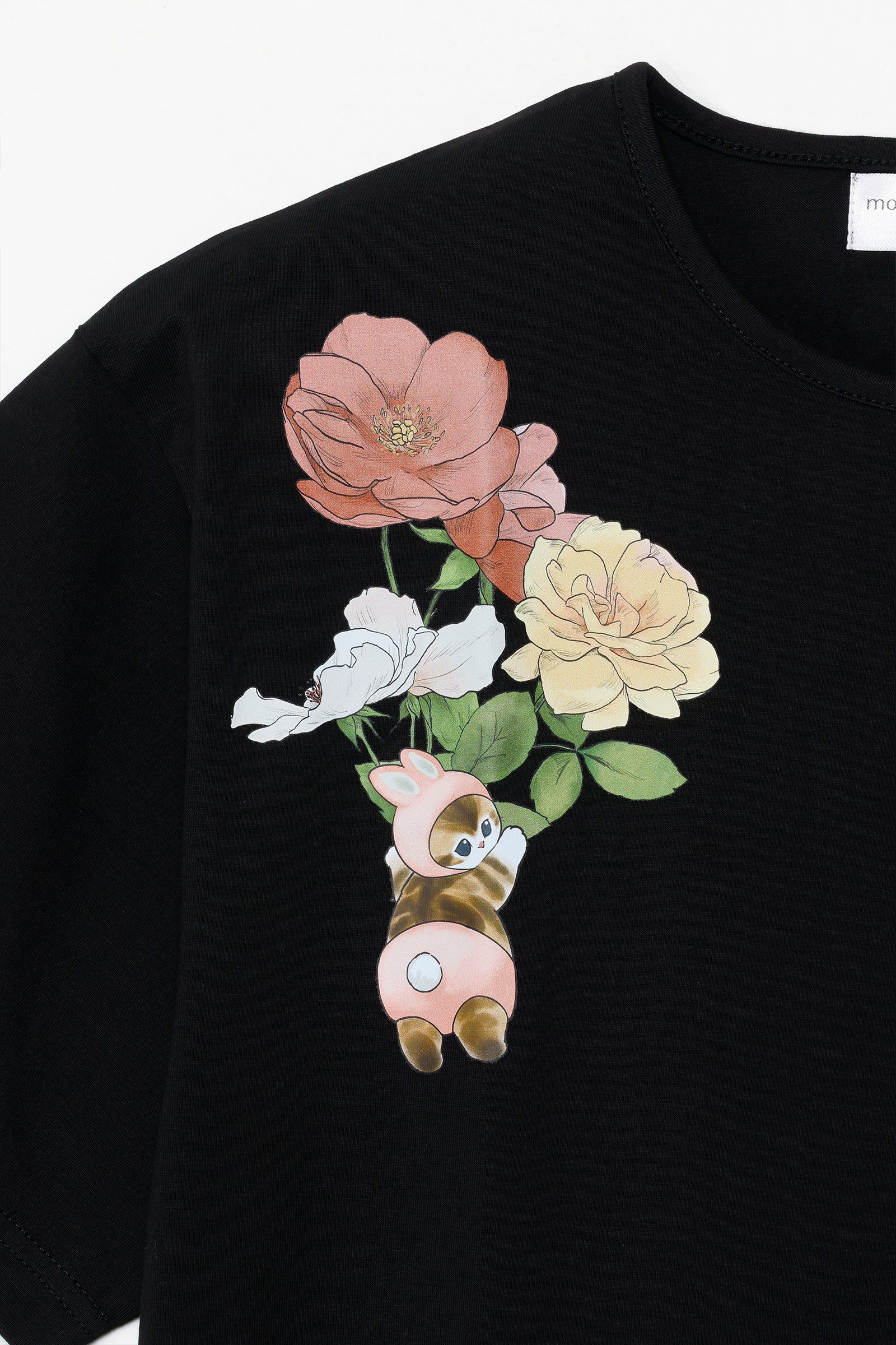 【2BUY10%OFF対象商品】mofusand×日比谷花壇 Tシャツ レイフローラ ブラック