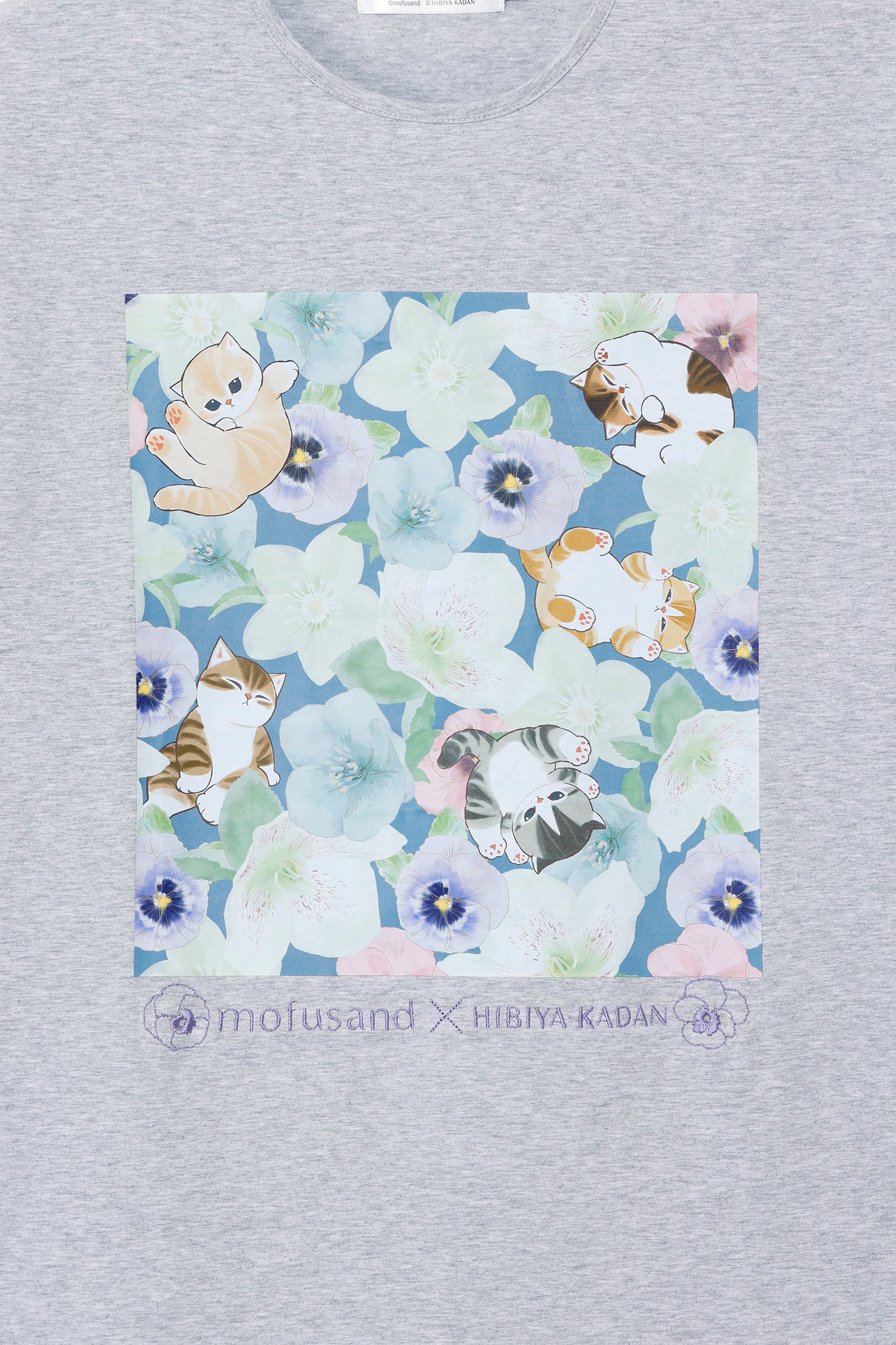 【2BUY10%OFF対象商品】mofusand×日比谷花壇 Tシャツ ウィンターオリジン グレー