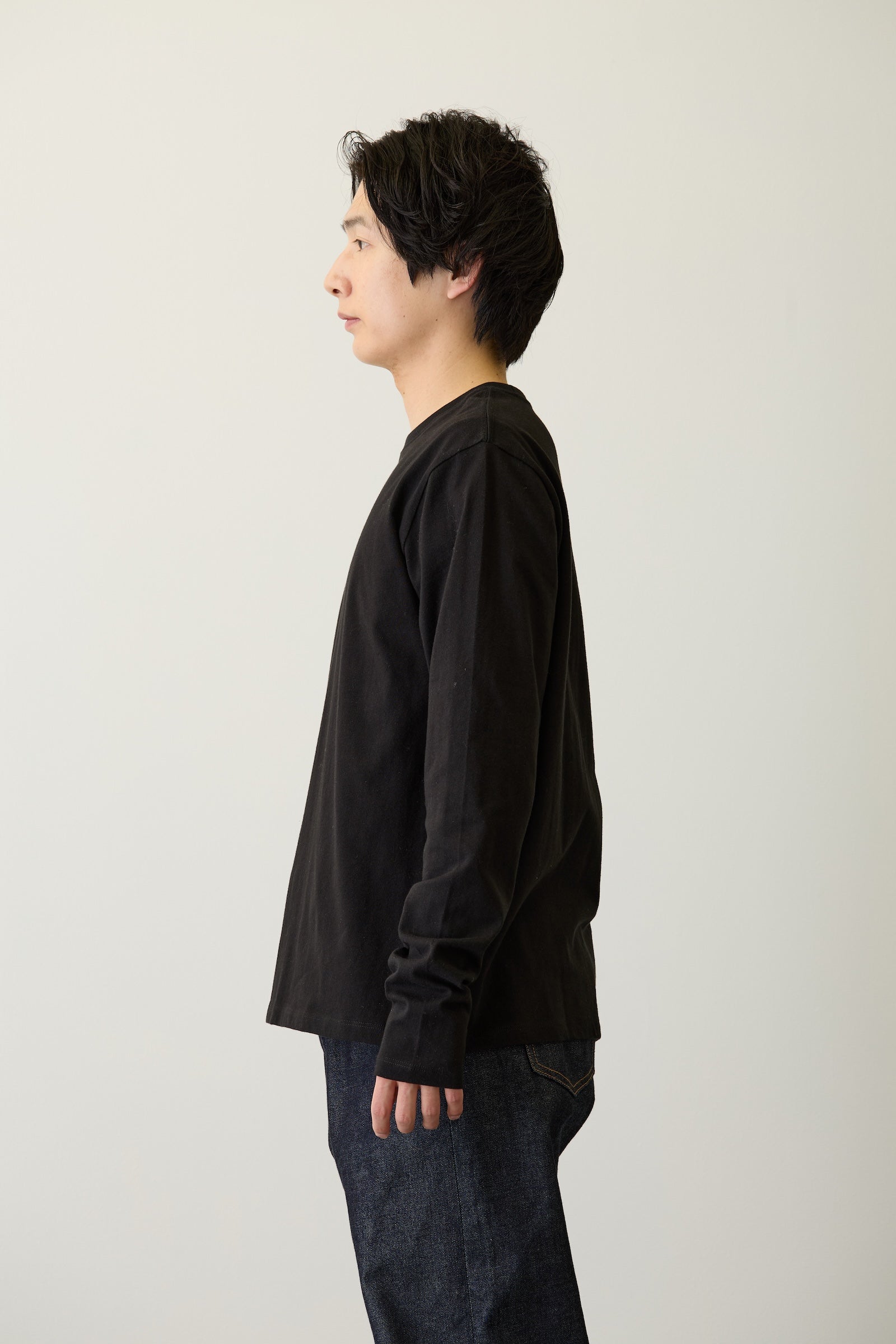 ナガノキャラクターズ 長袖Tシャツ モノクロなくま ブラック