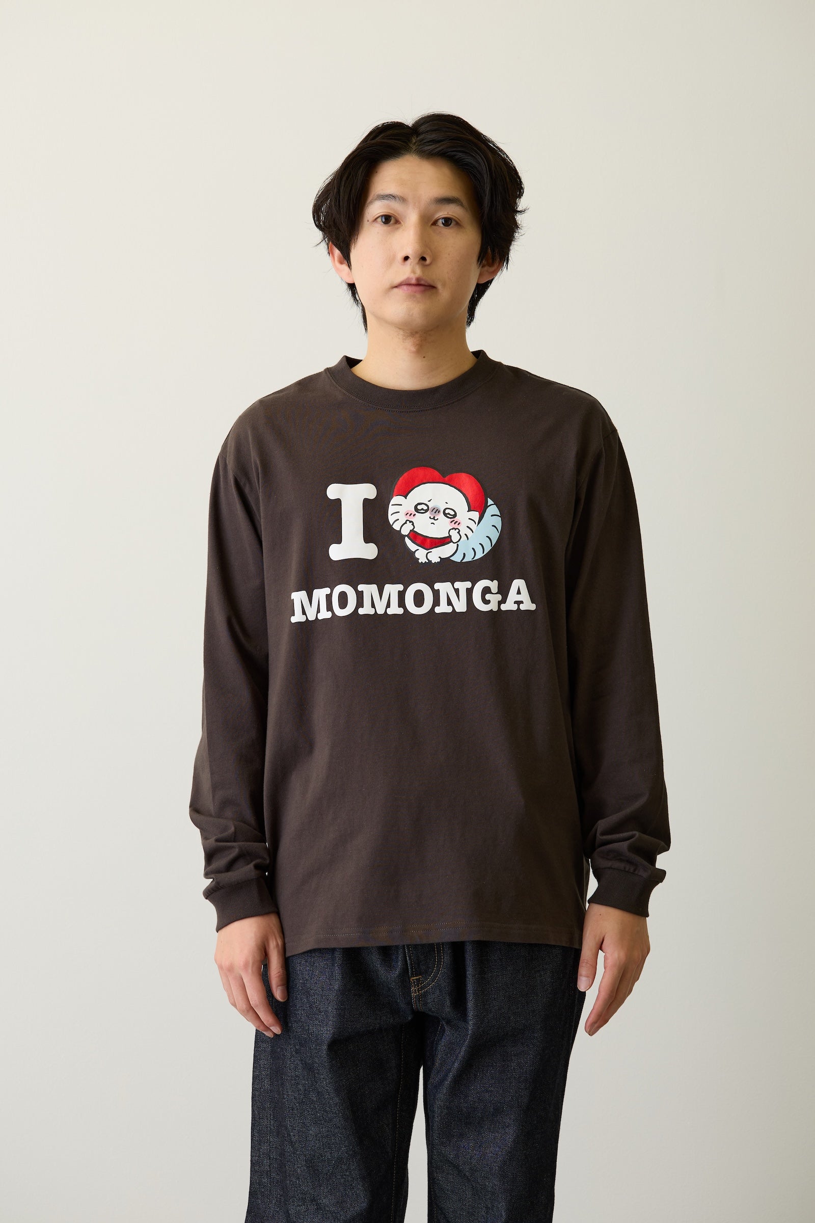 ちいかわ 長袖Tシャツ I LOVE MOMONGA スミ