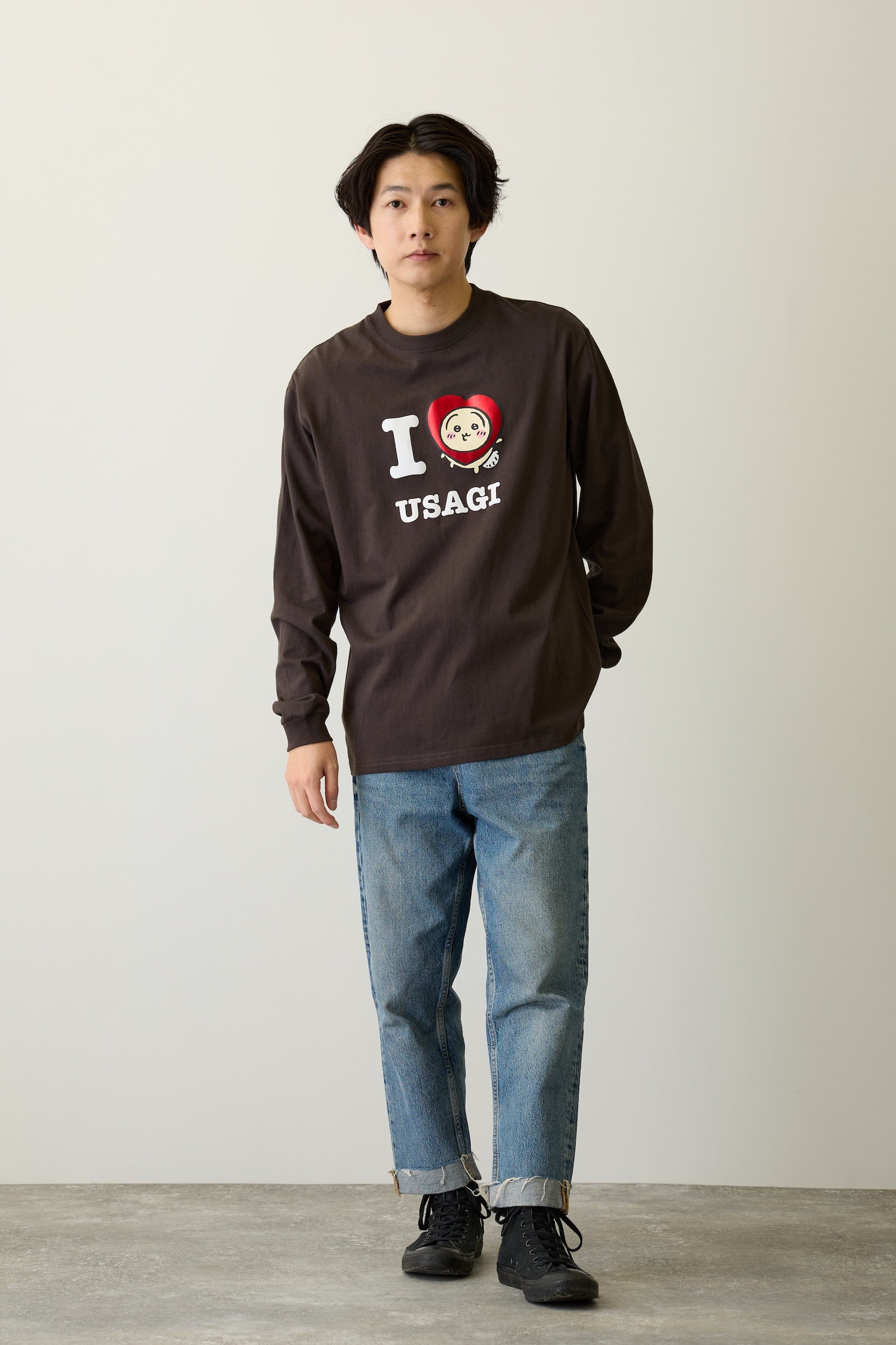 ちいかわ 長袖Tシャツ I LOVE USAGI スミ