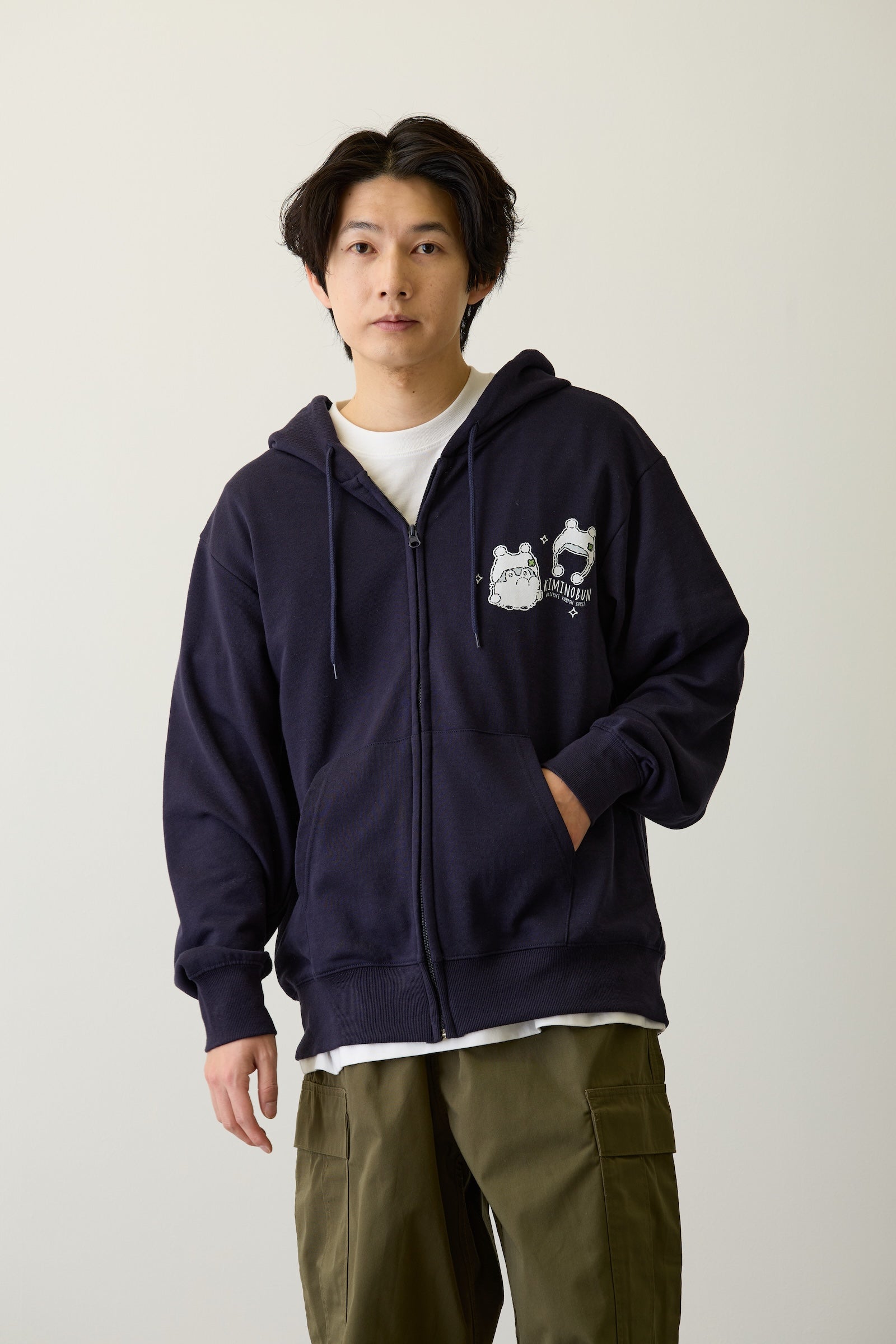 【2BUY10%OFF対象商品】コウペンちゃん ZIPパーカー わた雪ぽんぽん ネイビー