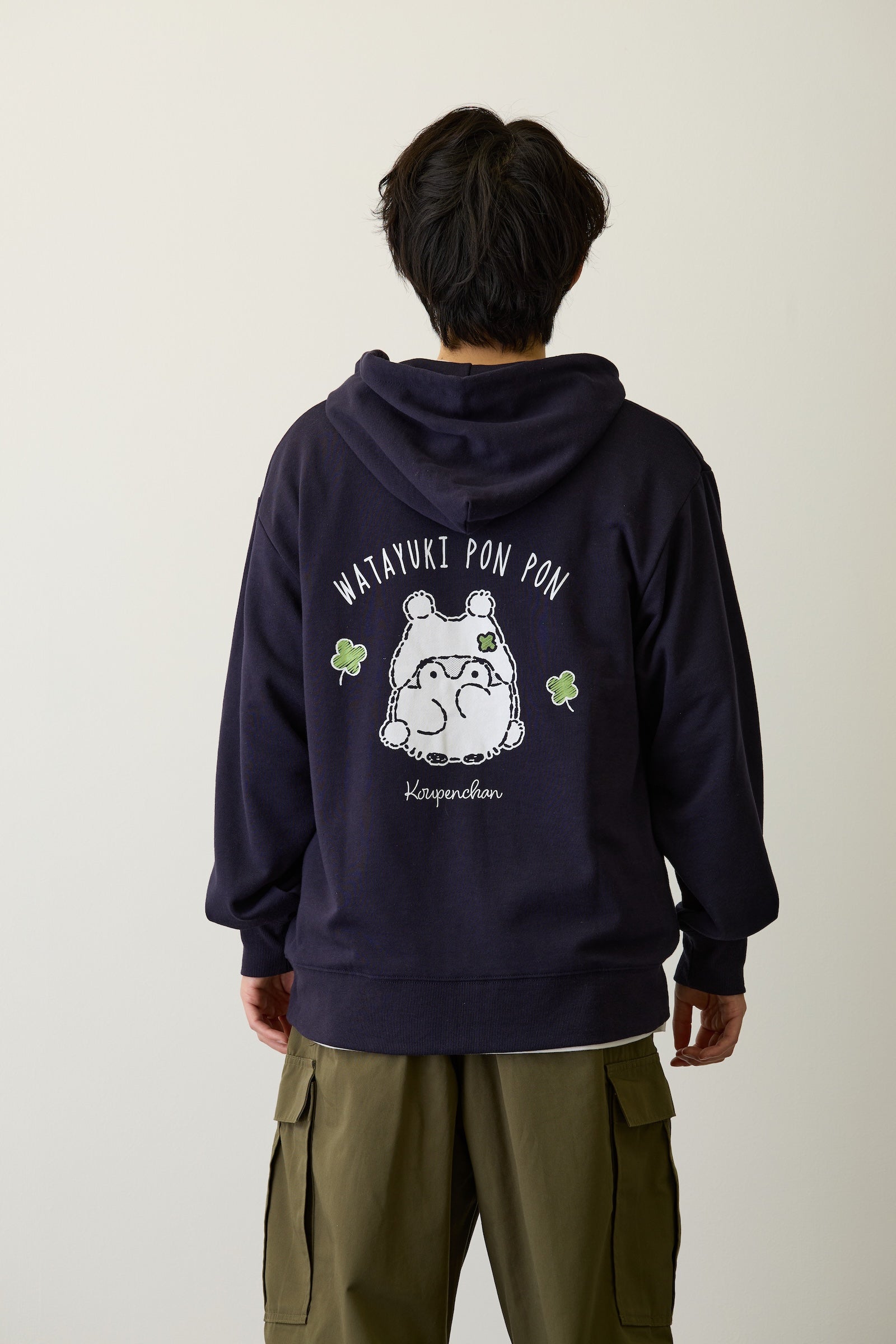 【2BUY10%OFF対象商品】コウペンちゃん ZIPパーカー わた雪ぽんぽん ネイビー