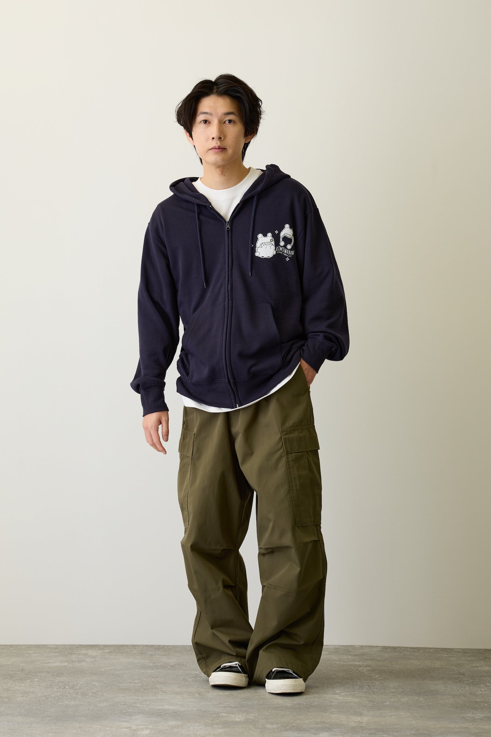 【2BUY10%OFF対象商品】コウペンちゃん ZIPパーカー わた雪ぽんぽん ネイビー