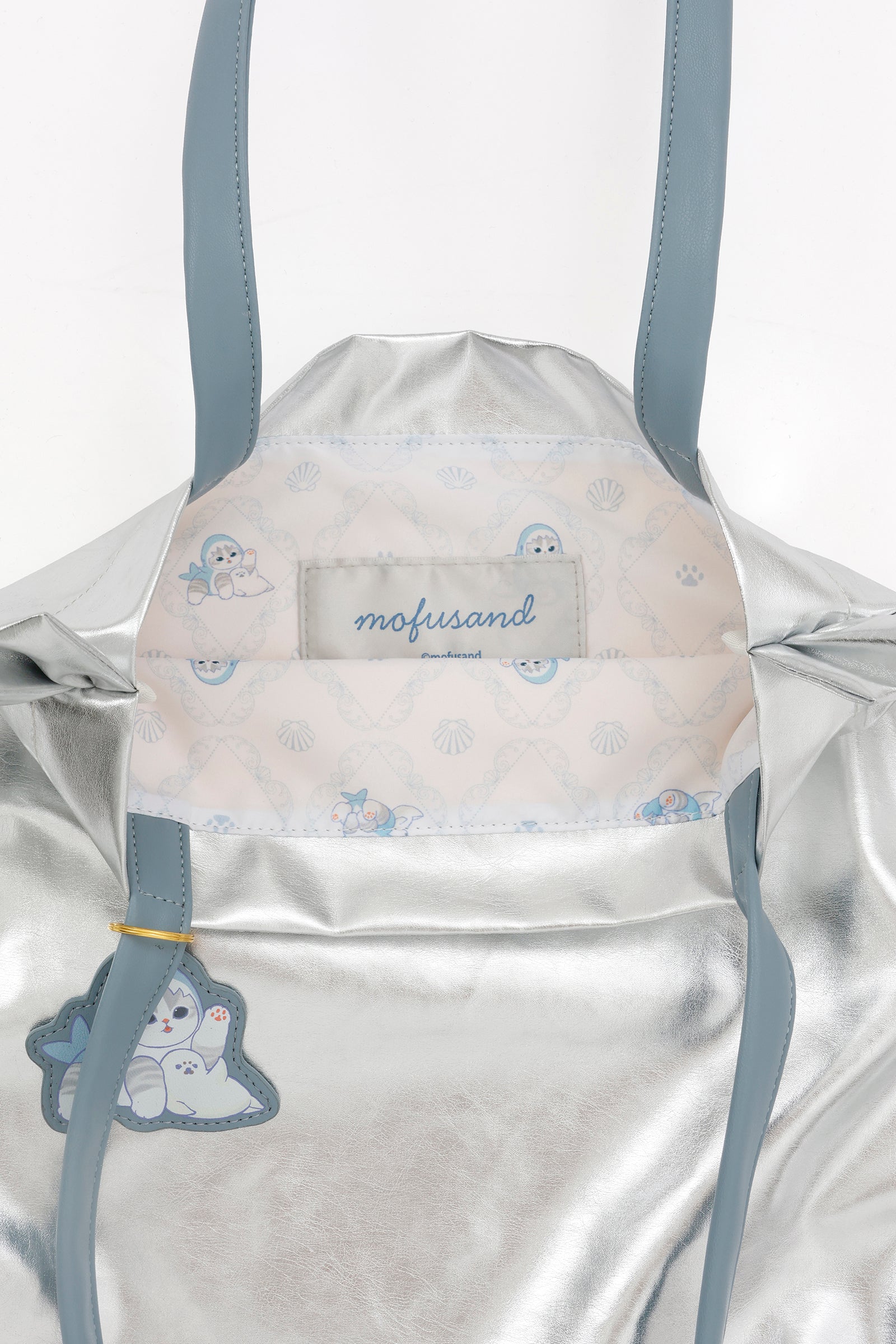 mofusand ラメトートバッグ サメにゃん シルバー
