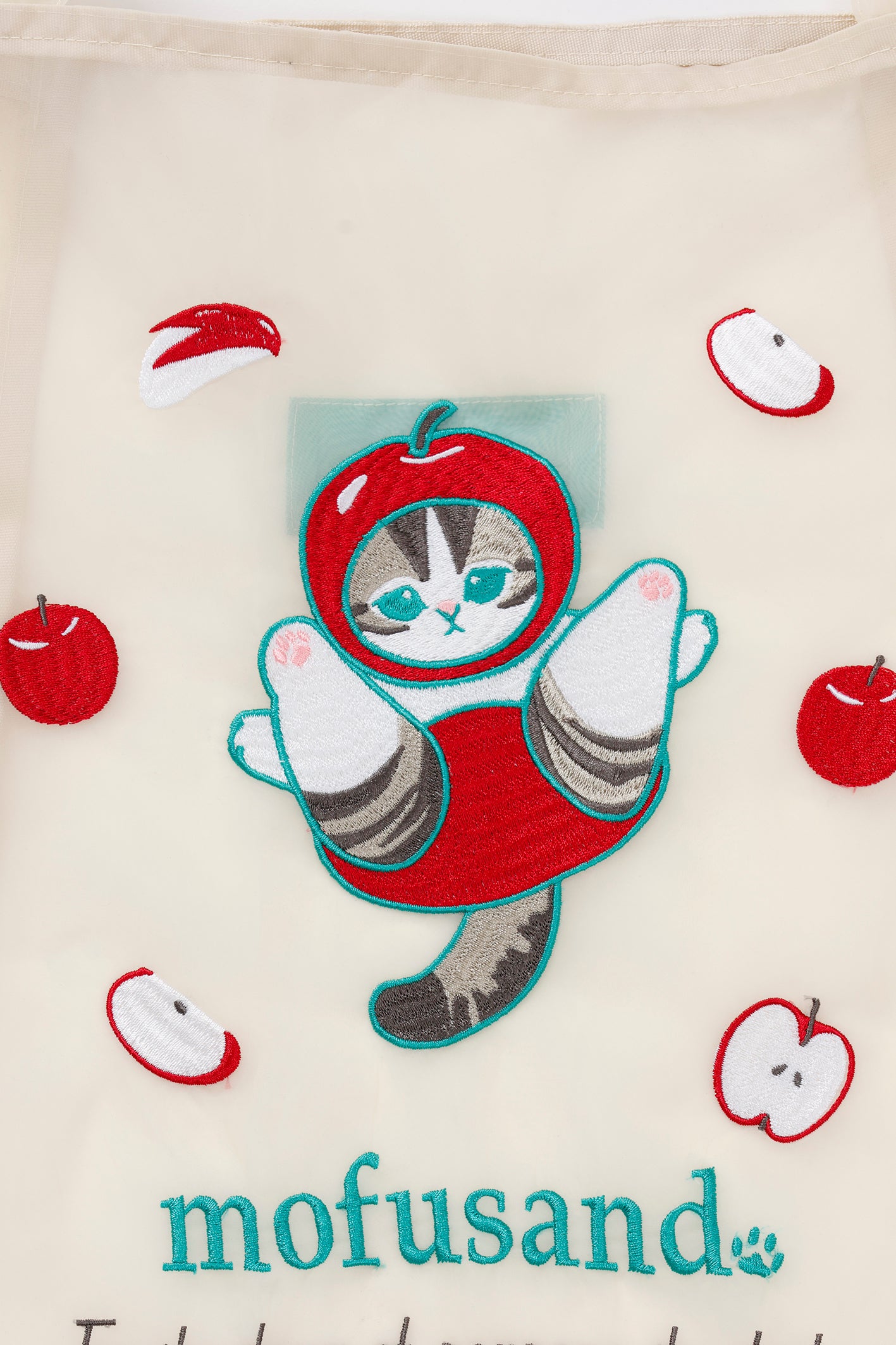 【2BUY10%OFF対象商品】mofusand オーガンジーバッグ リンゴ ホワイト
