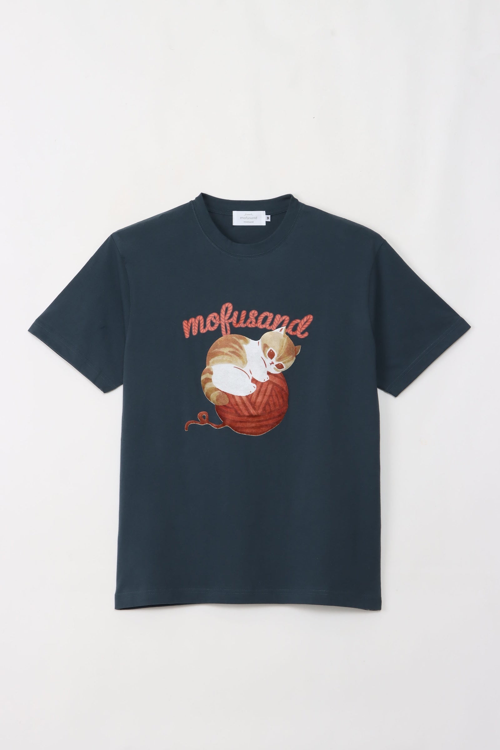 【2BUY10%OFF対象商品】mofusand Tシャツ 毛糸玉 ころにゃん ネイビー