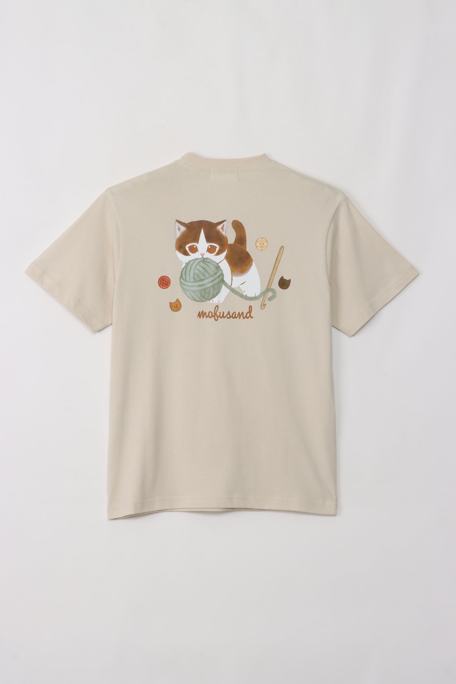 【2BUY10%OFF対象商品】mofusand Tシャツ 毛糸玉 かぷにゃん ナチュラル