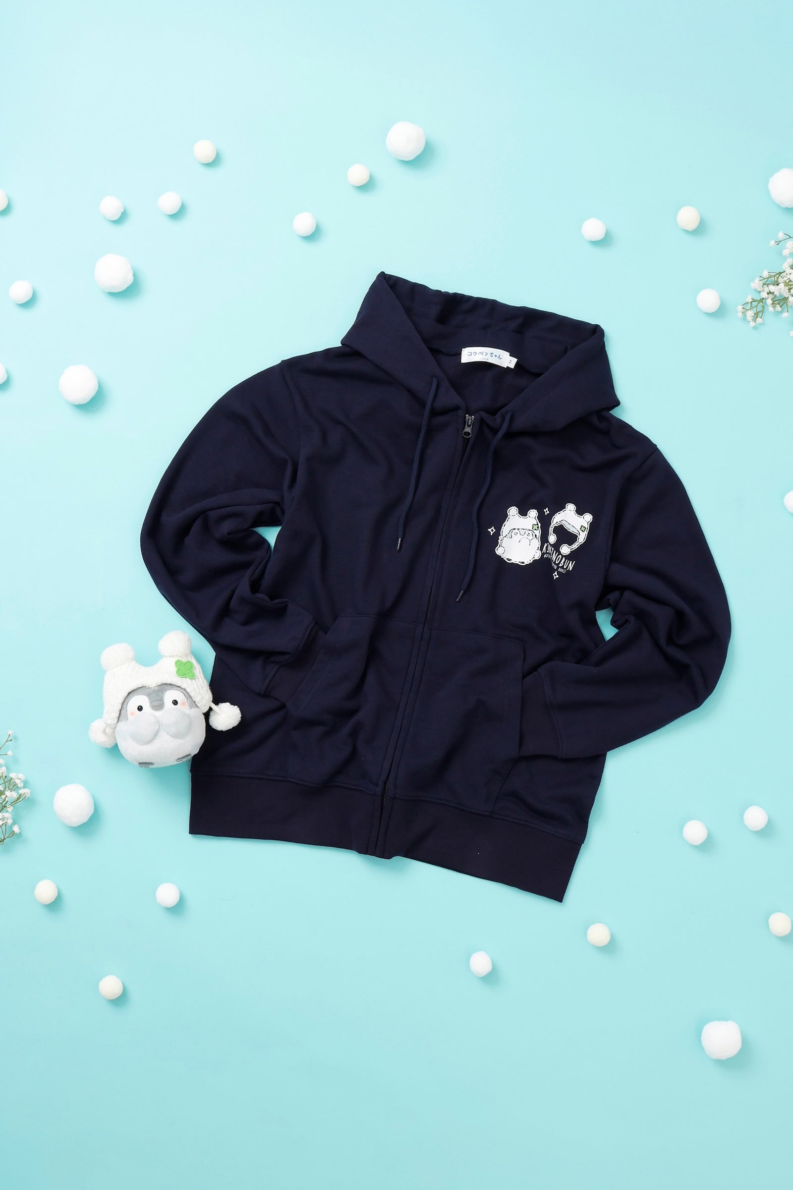 【2BUY10%OFF対象商品】コウペンちゃん ZIPパーカー わた雪ぽんぽん ネイビー