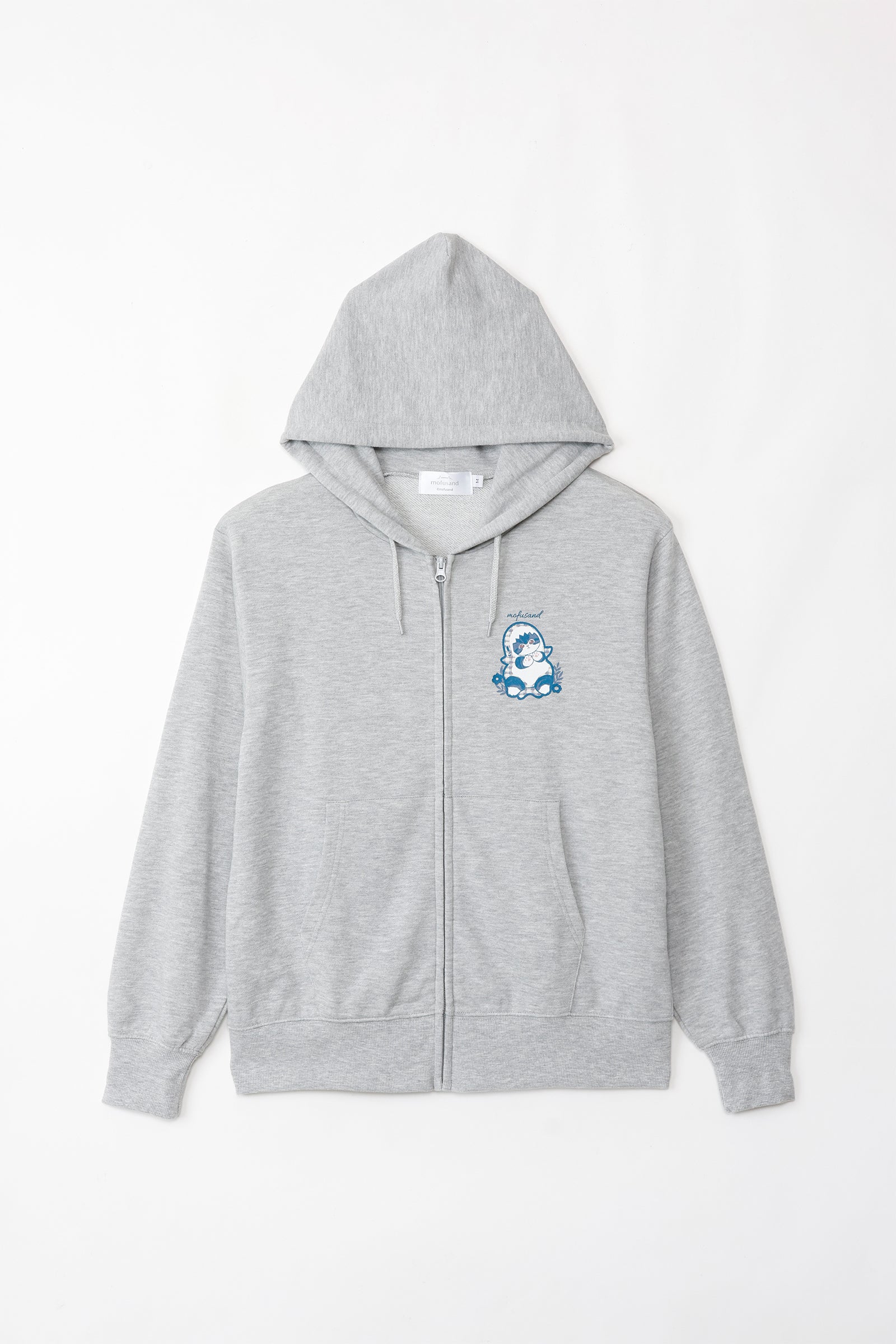 【2BUY10%OFF対象商品】mofusand ZIPパーカー カントリーチェック サメにゃん グレー