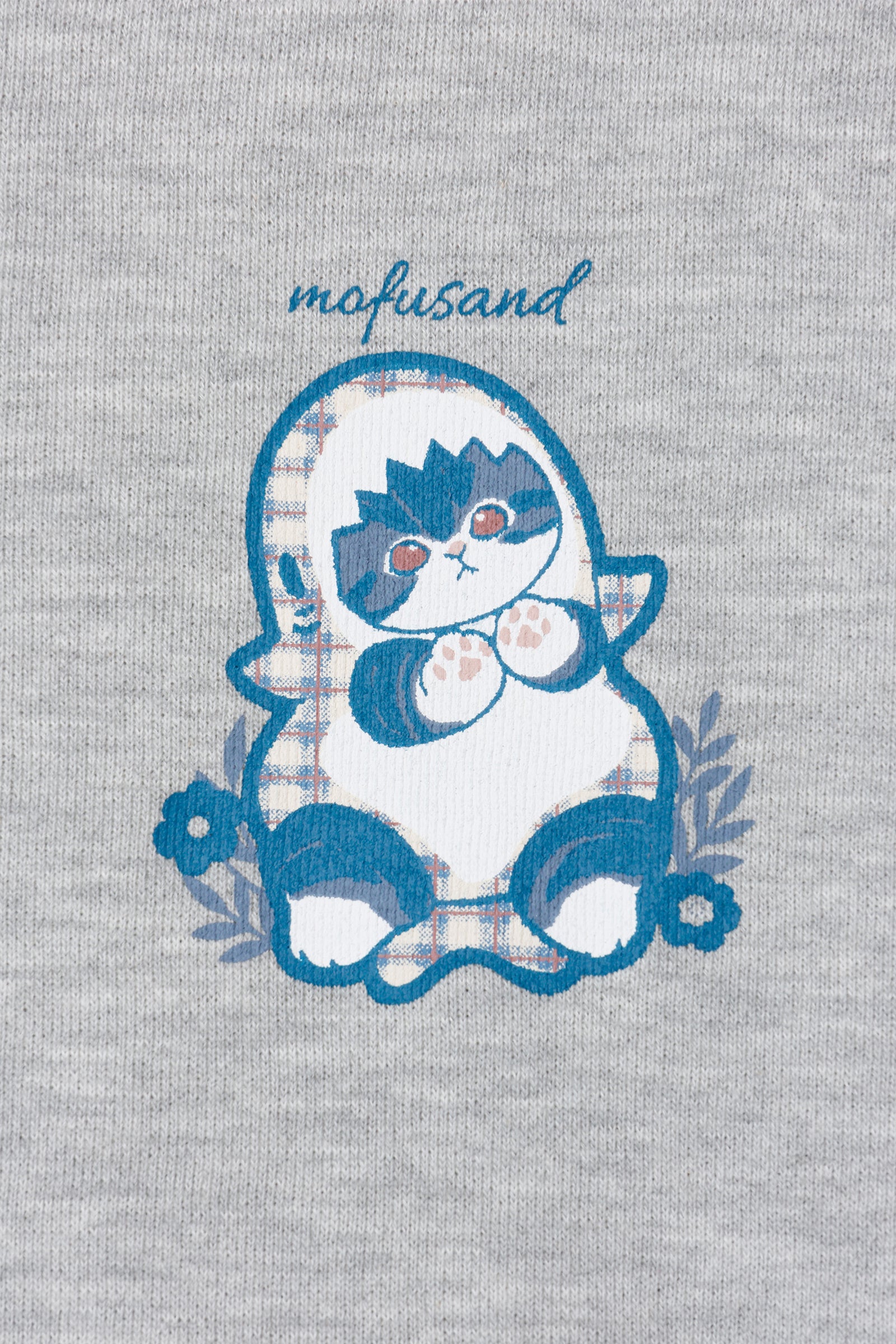 【2BUY10%OFF対象商品】mofusand ZIPパーカー カントリーチェック サメにゃん グレー