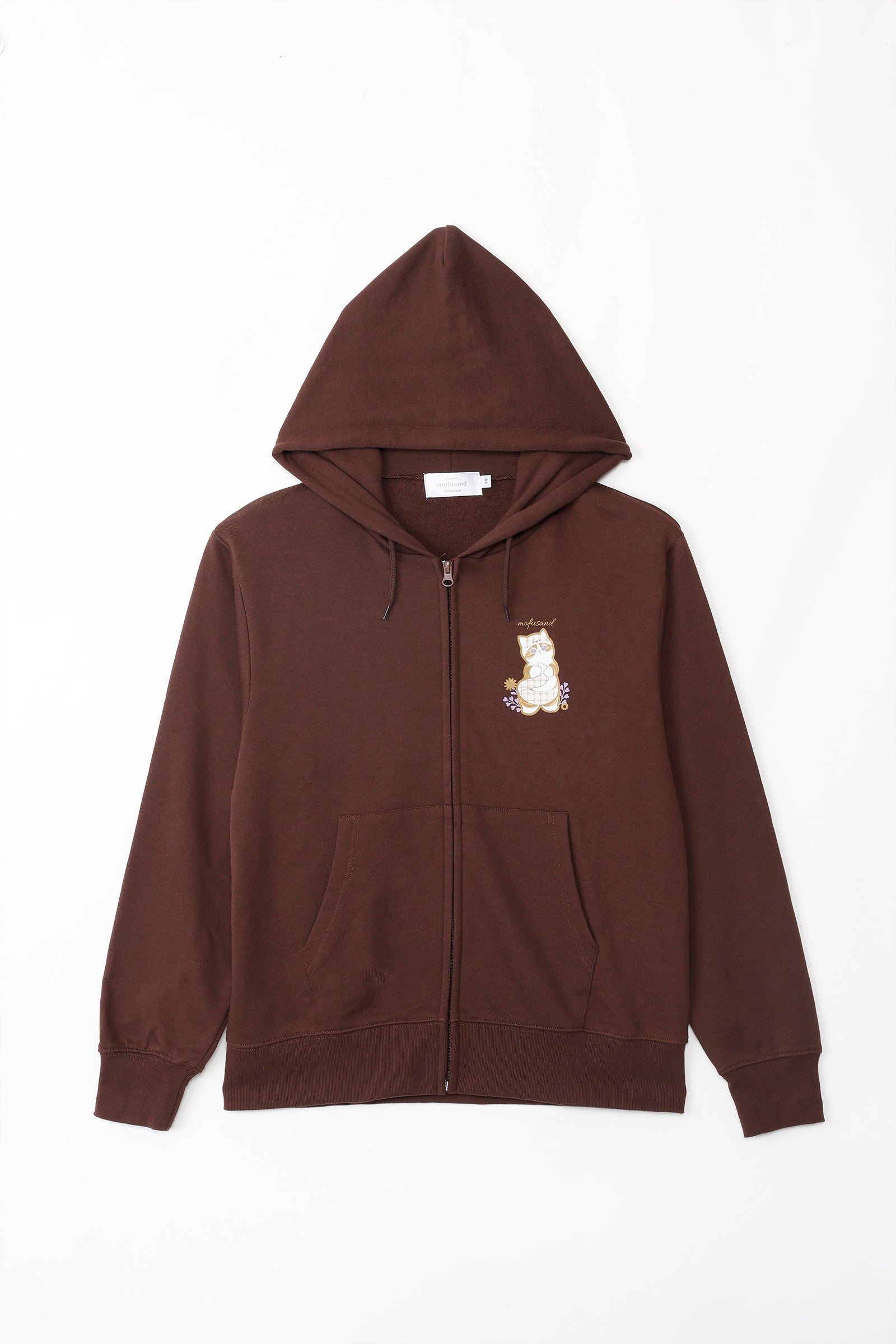 【2BUY10%OFF対象商品】mofusand ZIPパーカー カントリーチェック きつねにゃん ダークブラウン