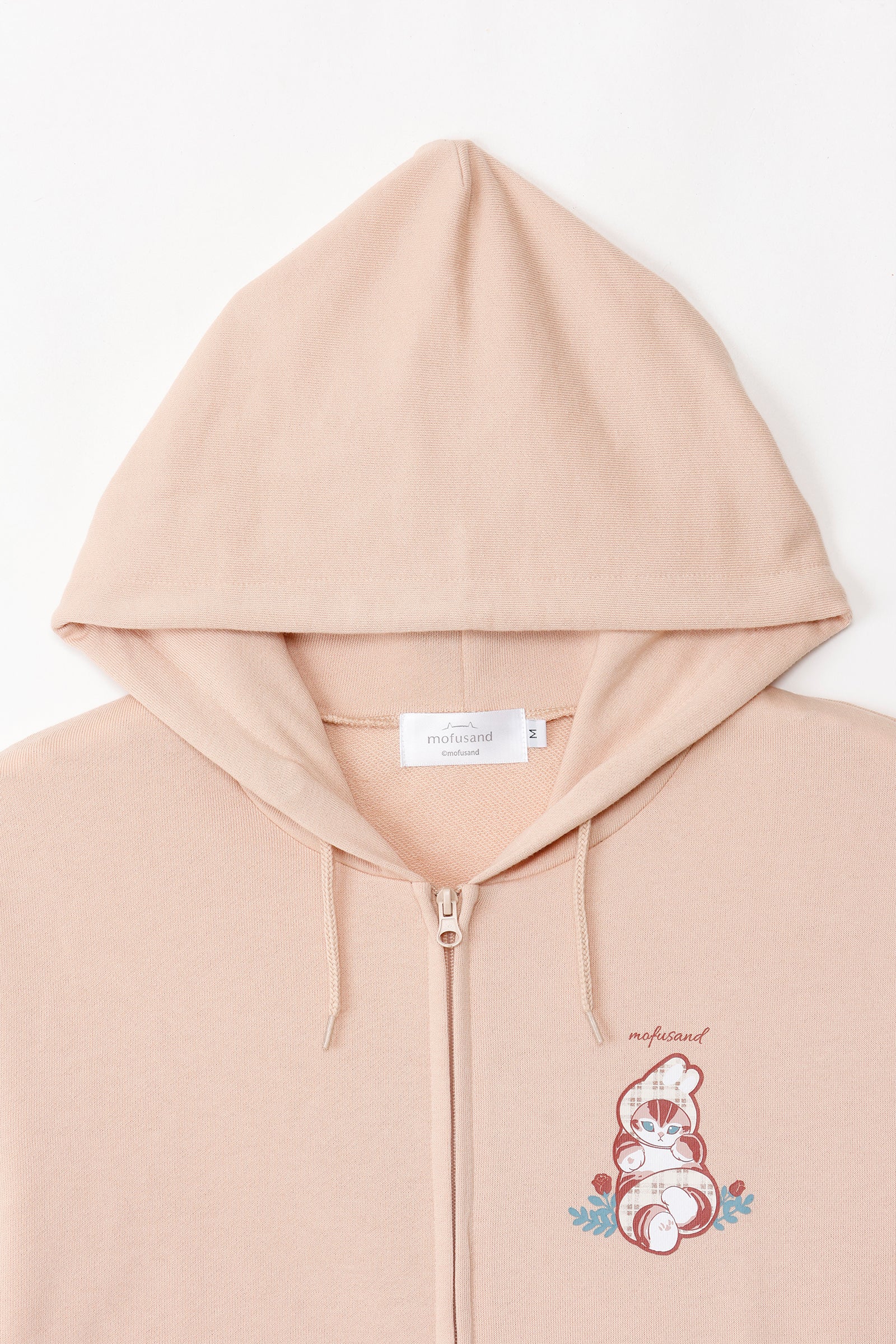 【2BUY10%OFF対象商品】mofusand ZIPパーカー カントリーチェック うさにゃん ナチュラル