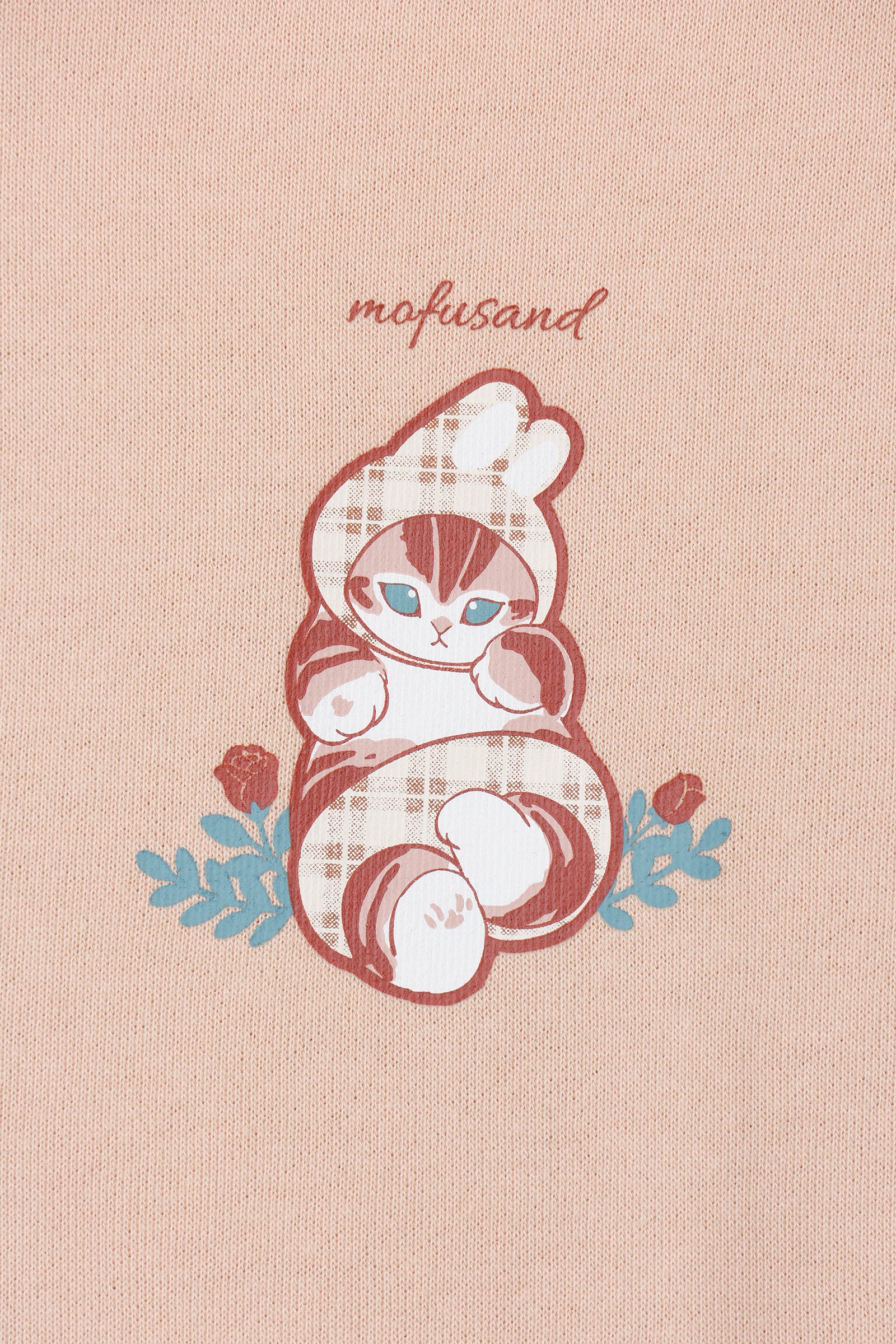 【2BUY10%OFF対象商品】mofusand ZIPパーカー カントリーチェック うさにゃん ナチュラル