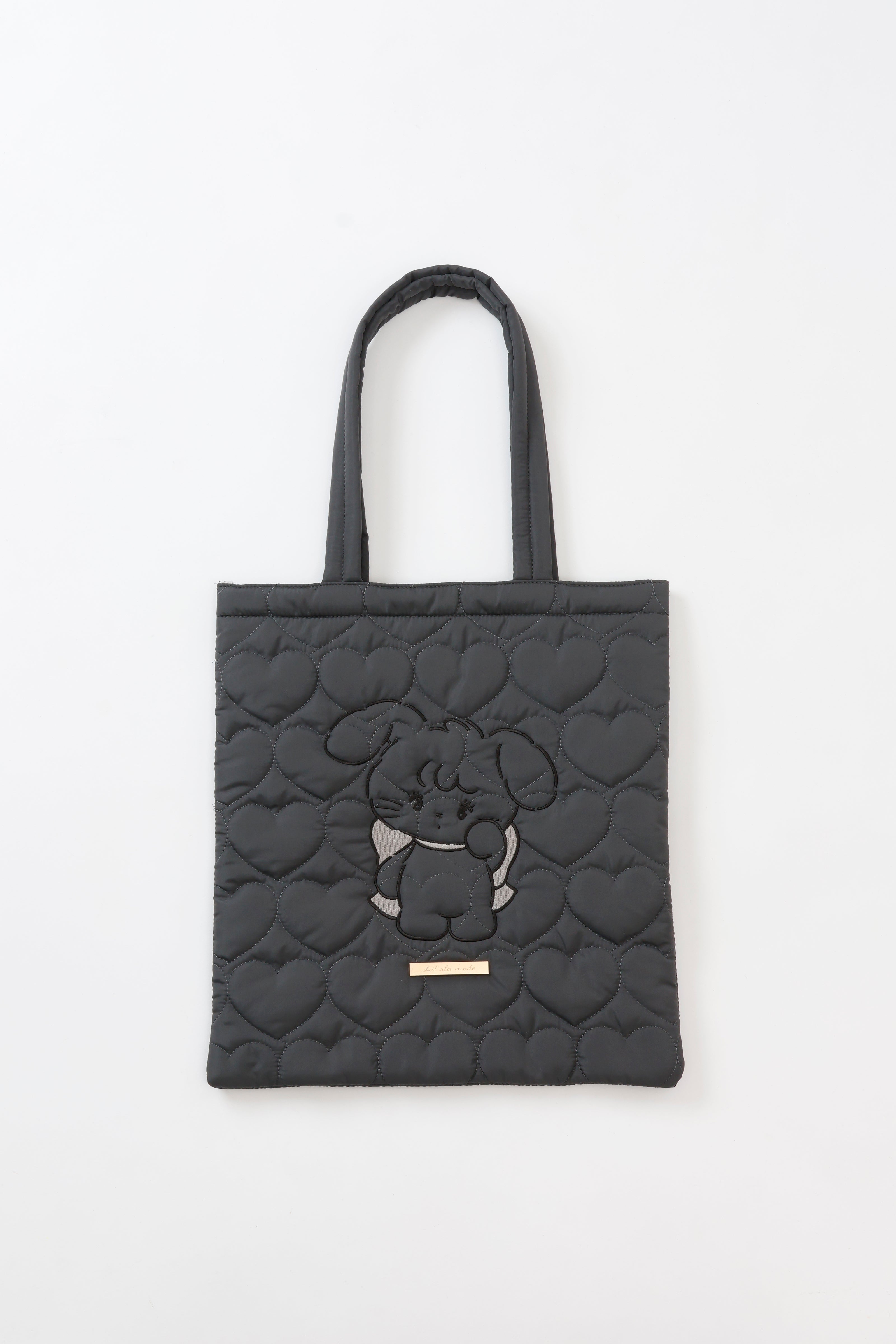 【2BUY10%OFF対象商品】Lil ala mode ハートキルティングトートバッグ キャミー ブラック ONE