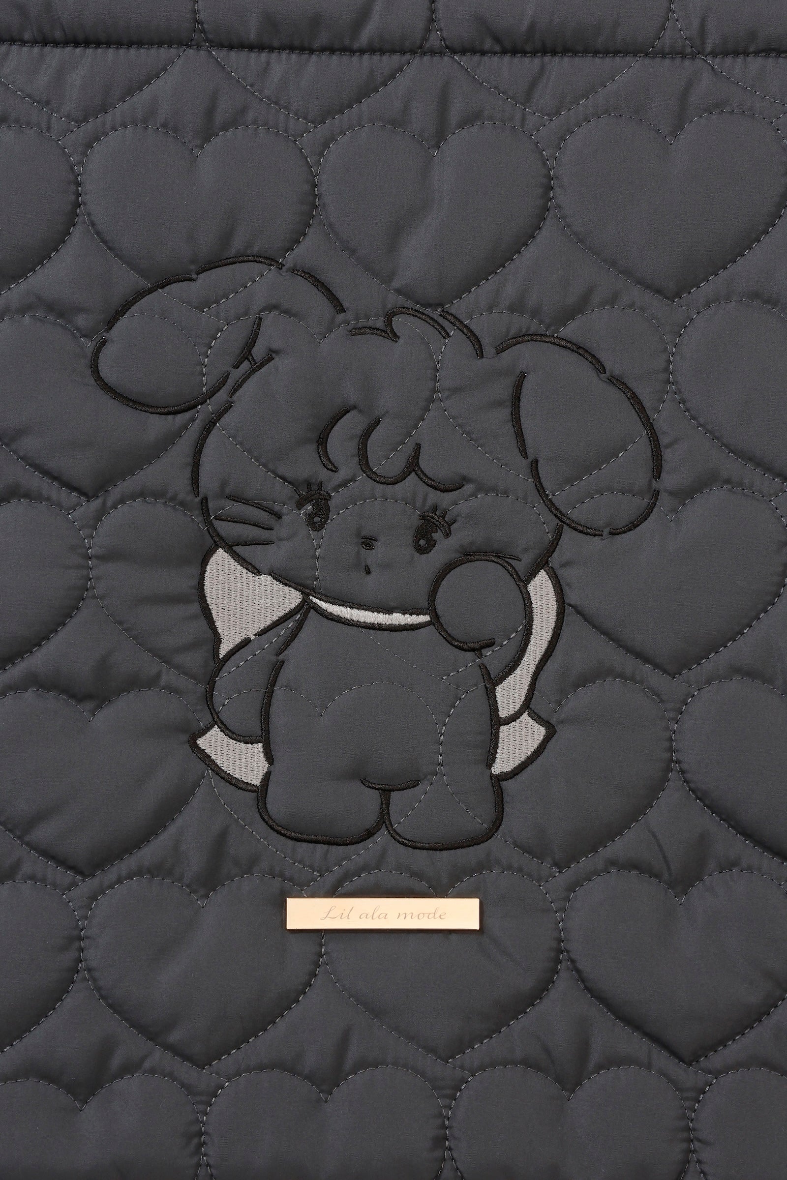 【2BUY10%OFF対象商品】Lil ala mode ハートキルティングトートバッグ キャミー ブラック ONE