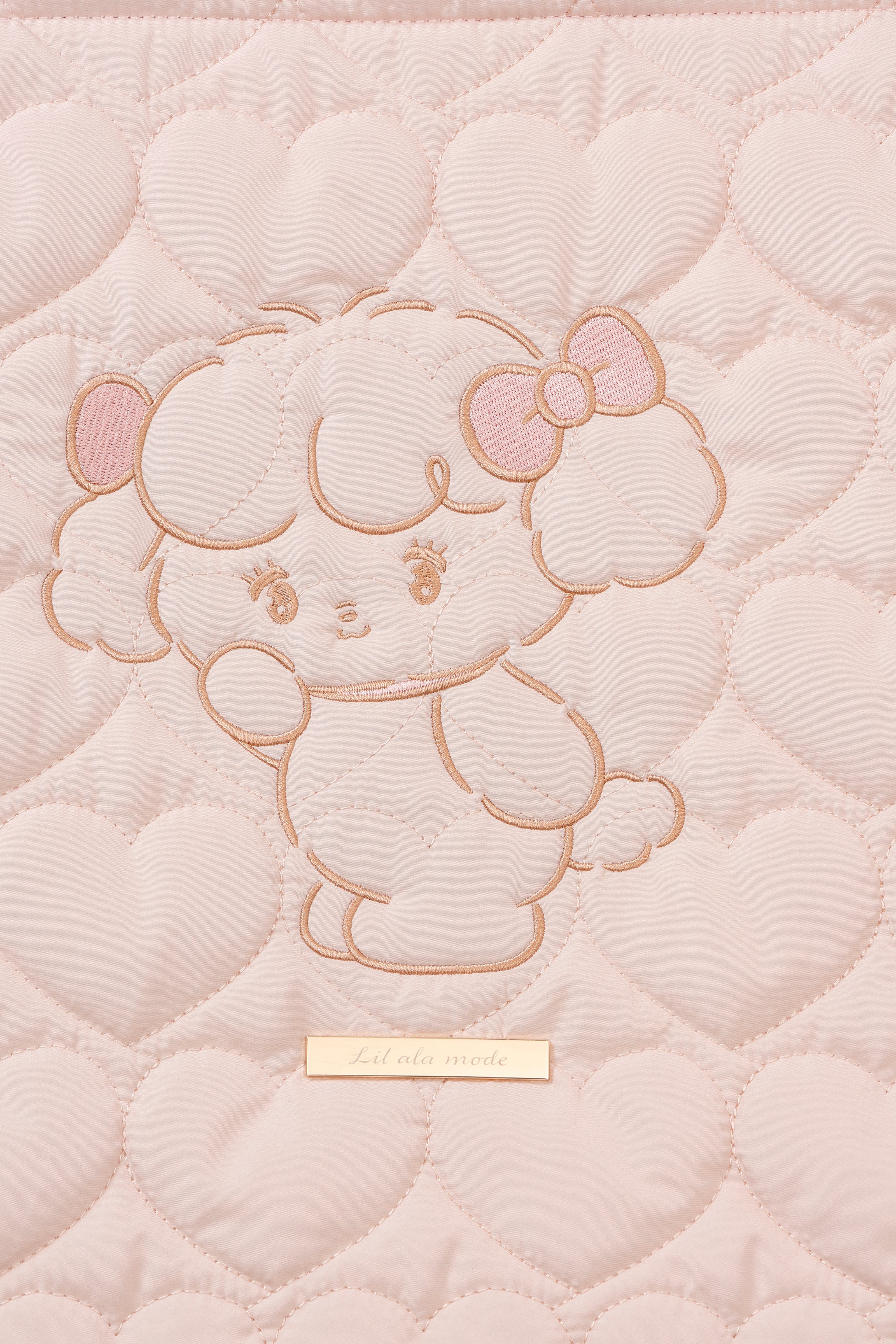 【2BUY10%OFF対象商品】Lil ala mode ハートキルティングトートバッグ ナッツ ピンク ONE