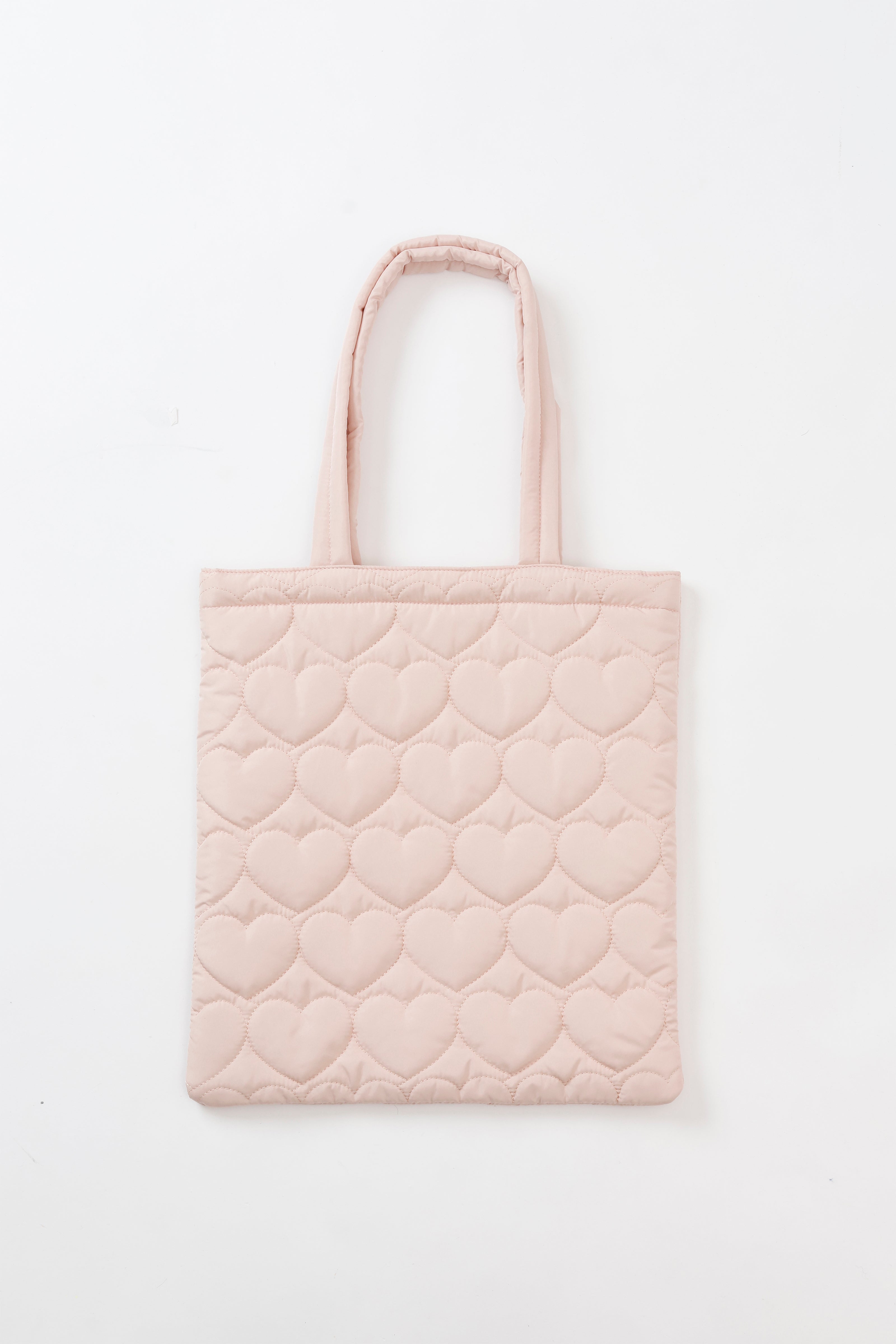 【2BUY10%OFF対象商品】Lil ala mode ハートキルティングトートバッグ ナッツ ピンク ONE