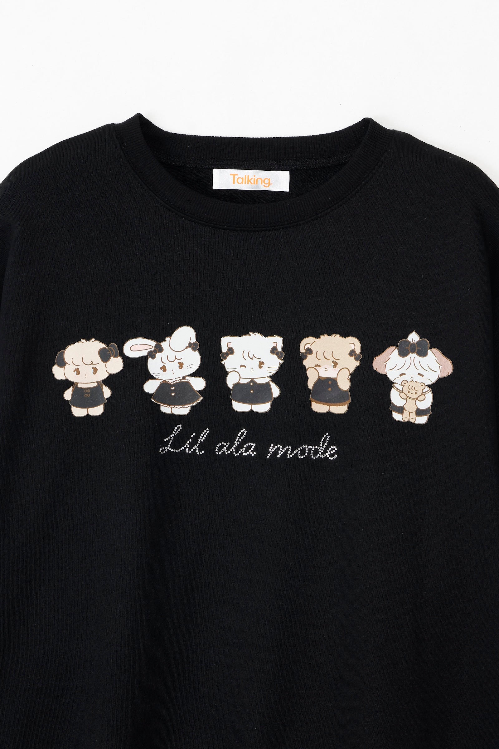 【2BUY10%OFF対象商品】Lil ala mode スウェット ブラックリボン みんな ブラック