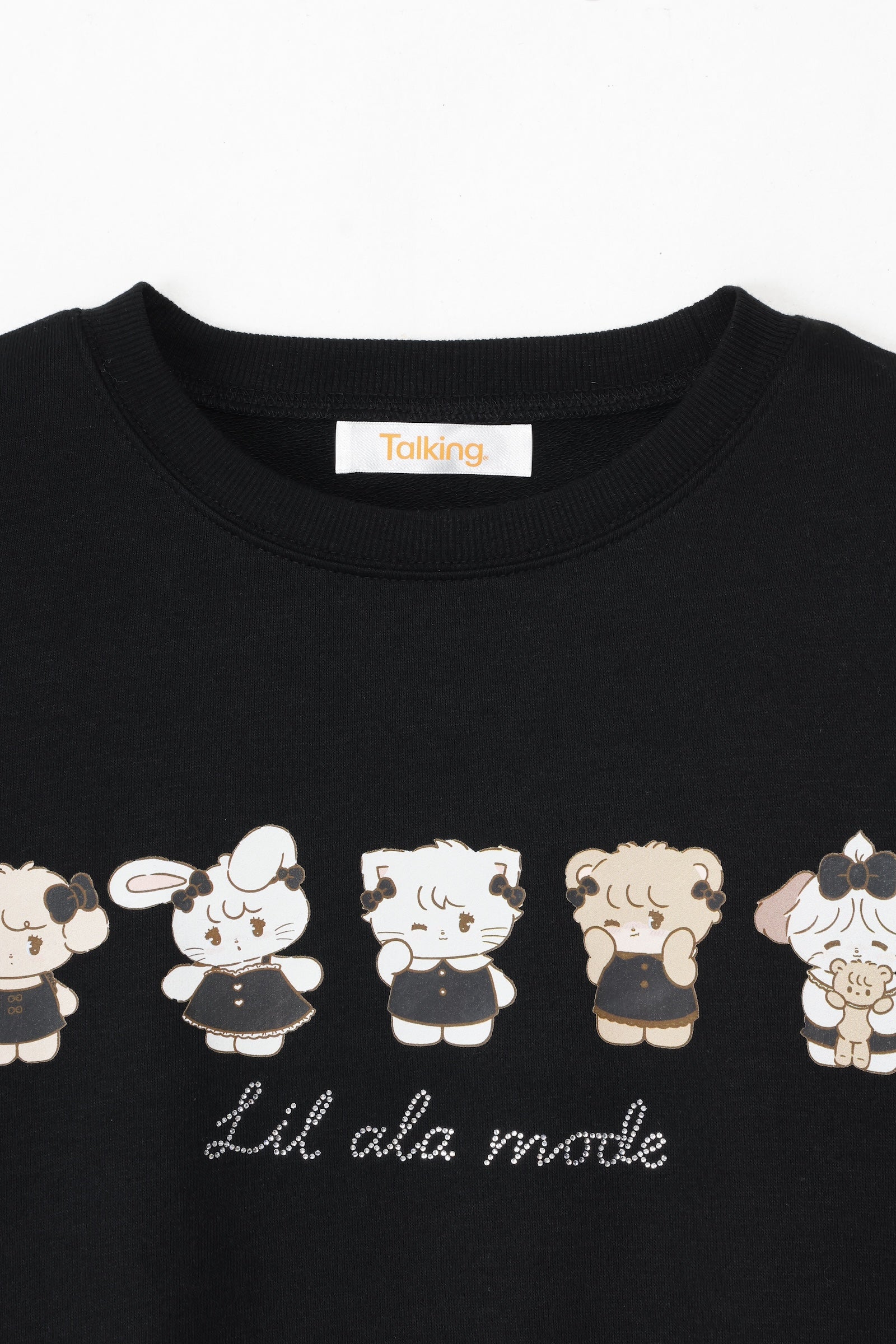 【2BUY10%OFF対象商品】Lil ala mode スウェット ブラックリボン みんな ブラック