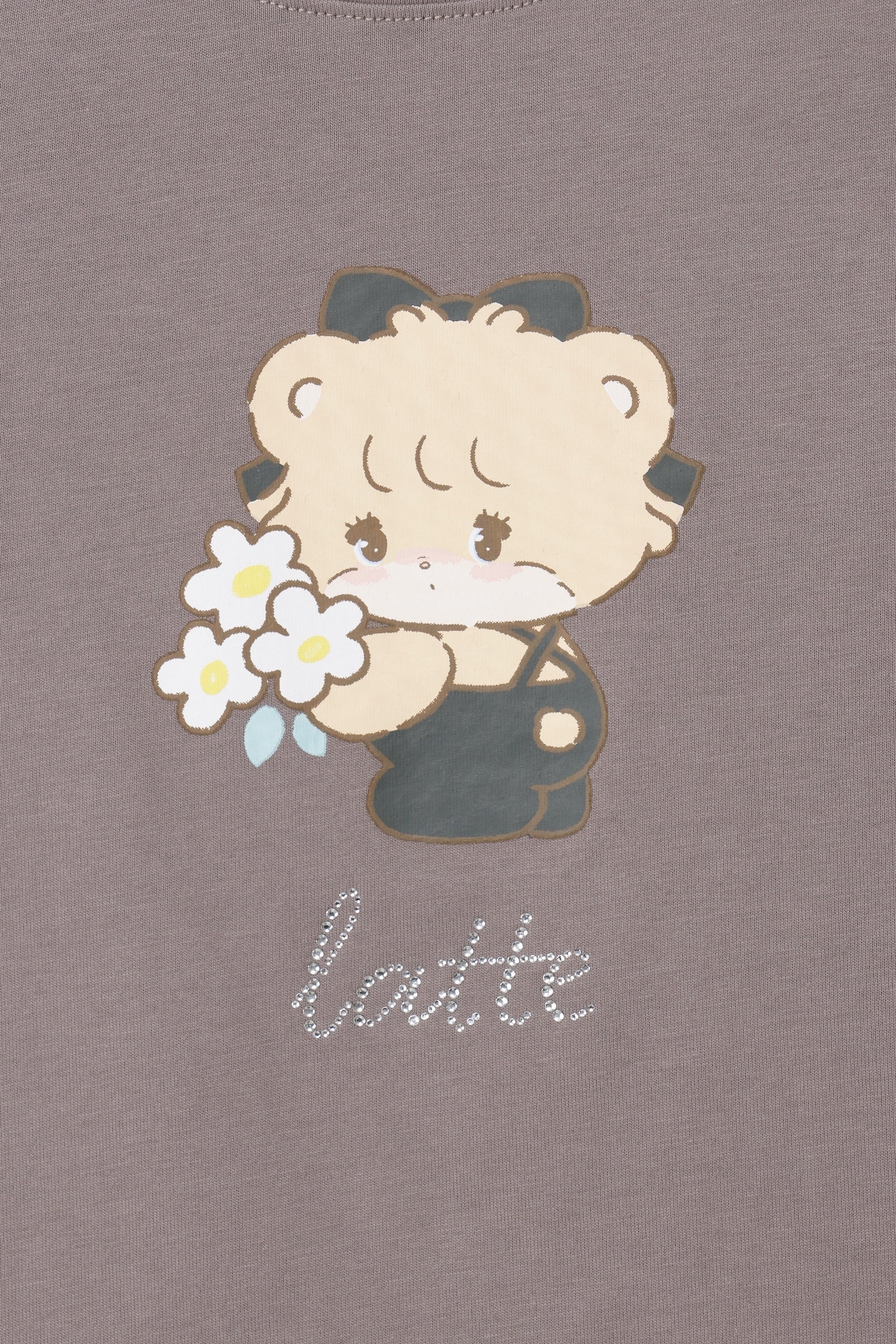 【2BUY10%OFF対象商品】Lil ala mode Tシャツ ラテ グレー