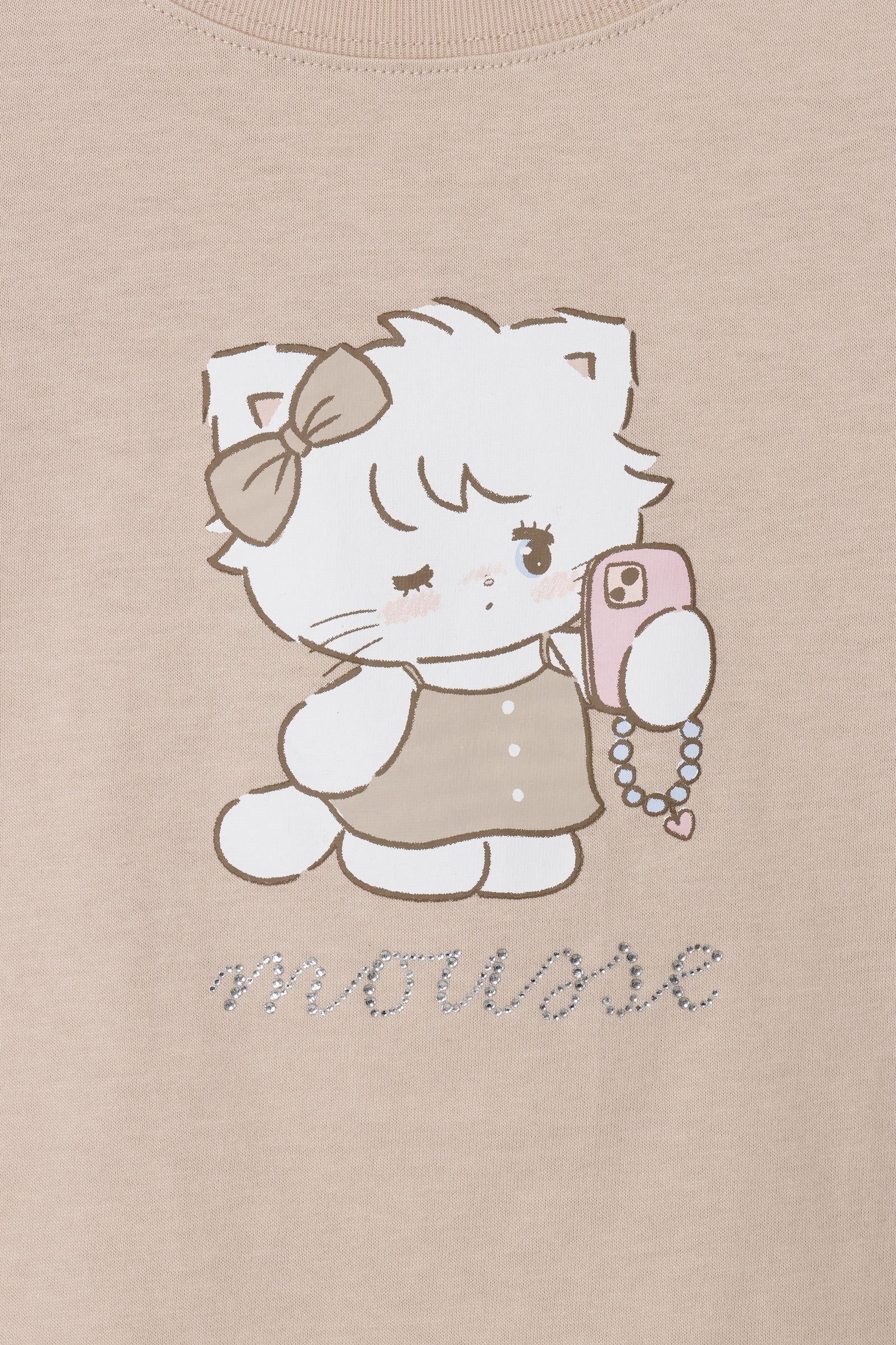 【2BUY10%OFF対象商品】Lil ala mode Tシャツ ムース ピンク