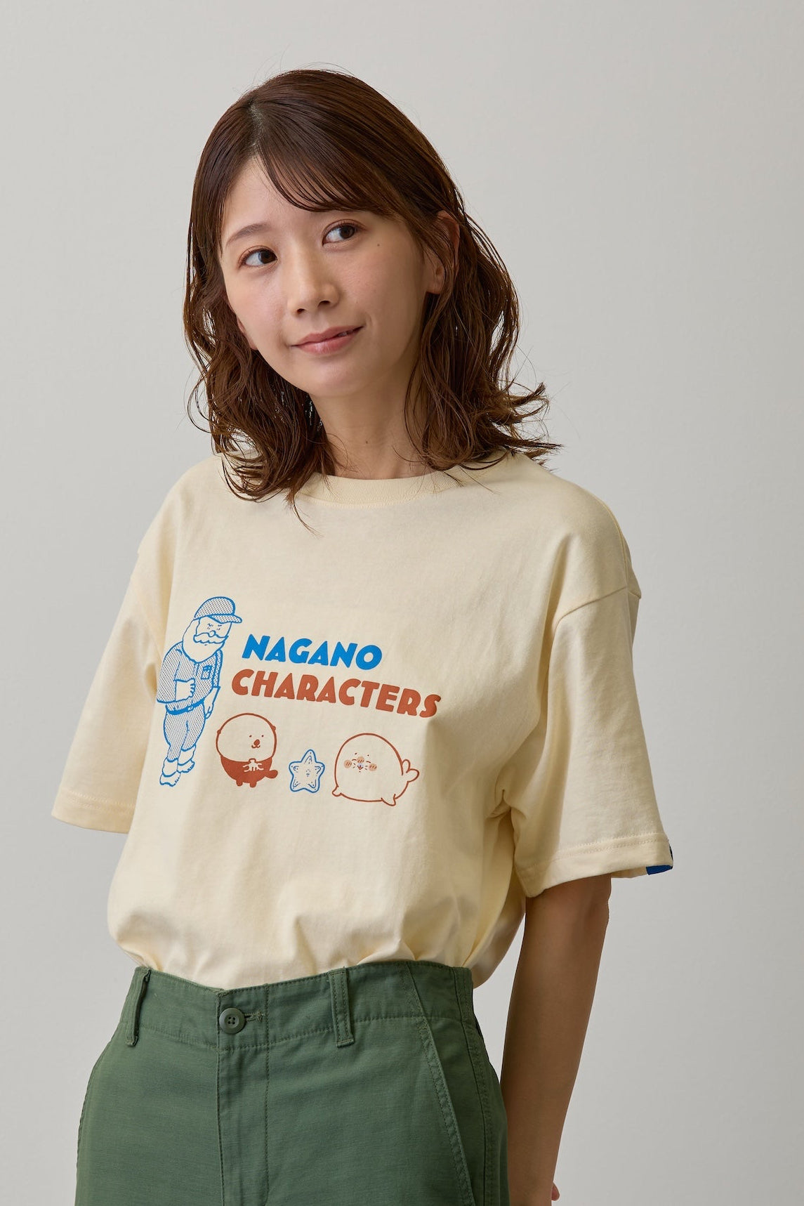 ナガノキャラクターズ Tシャツ アザラシたち クリーム
