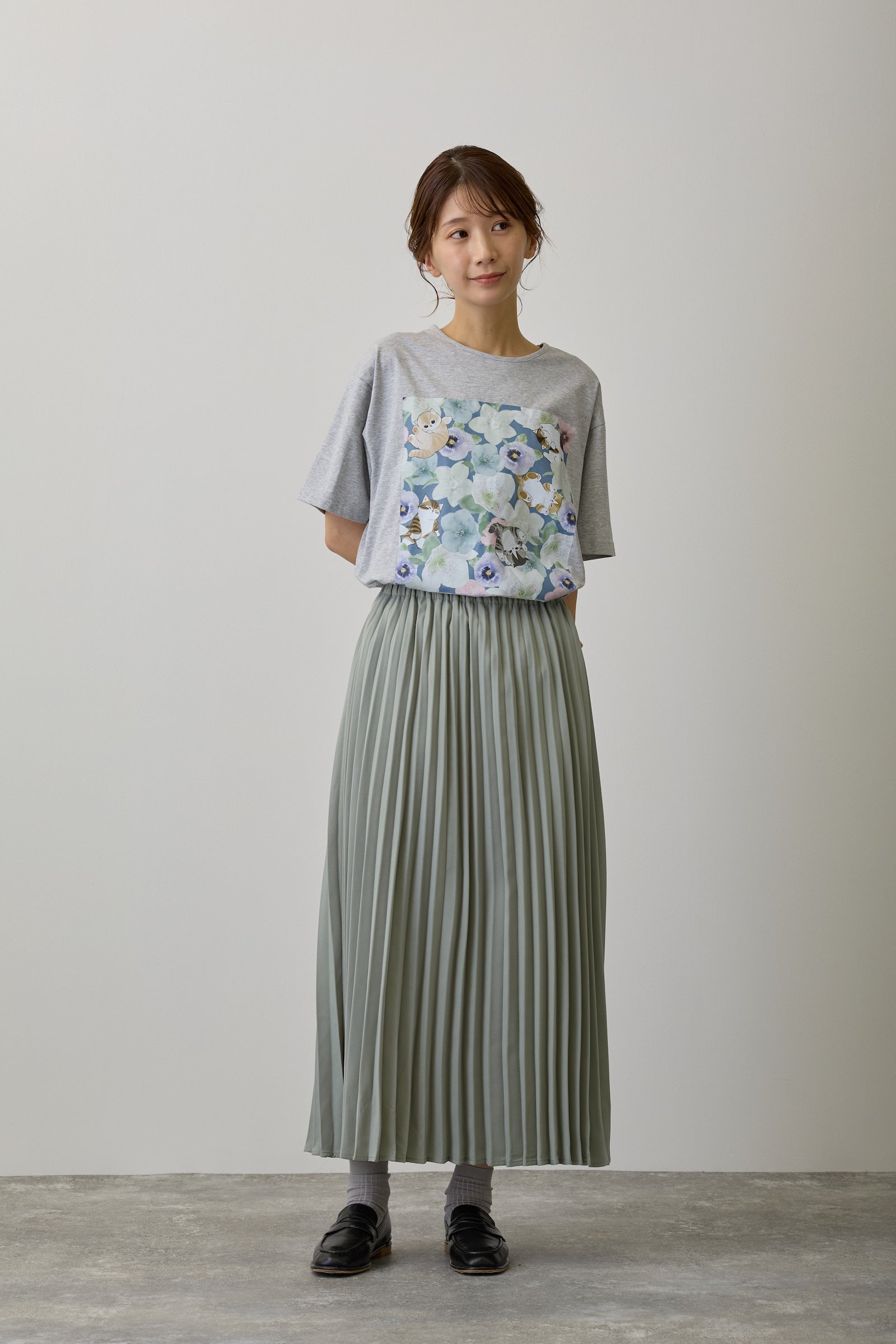 【2BUY10%OFF対象商品】mofusand×日比谷花壇 Tシャツ ウィンターオリジン グレー